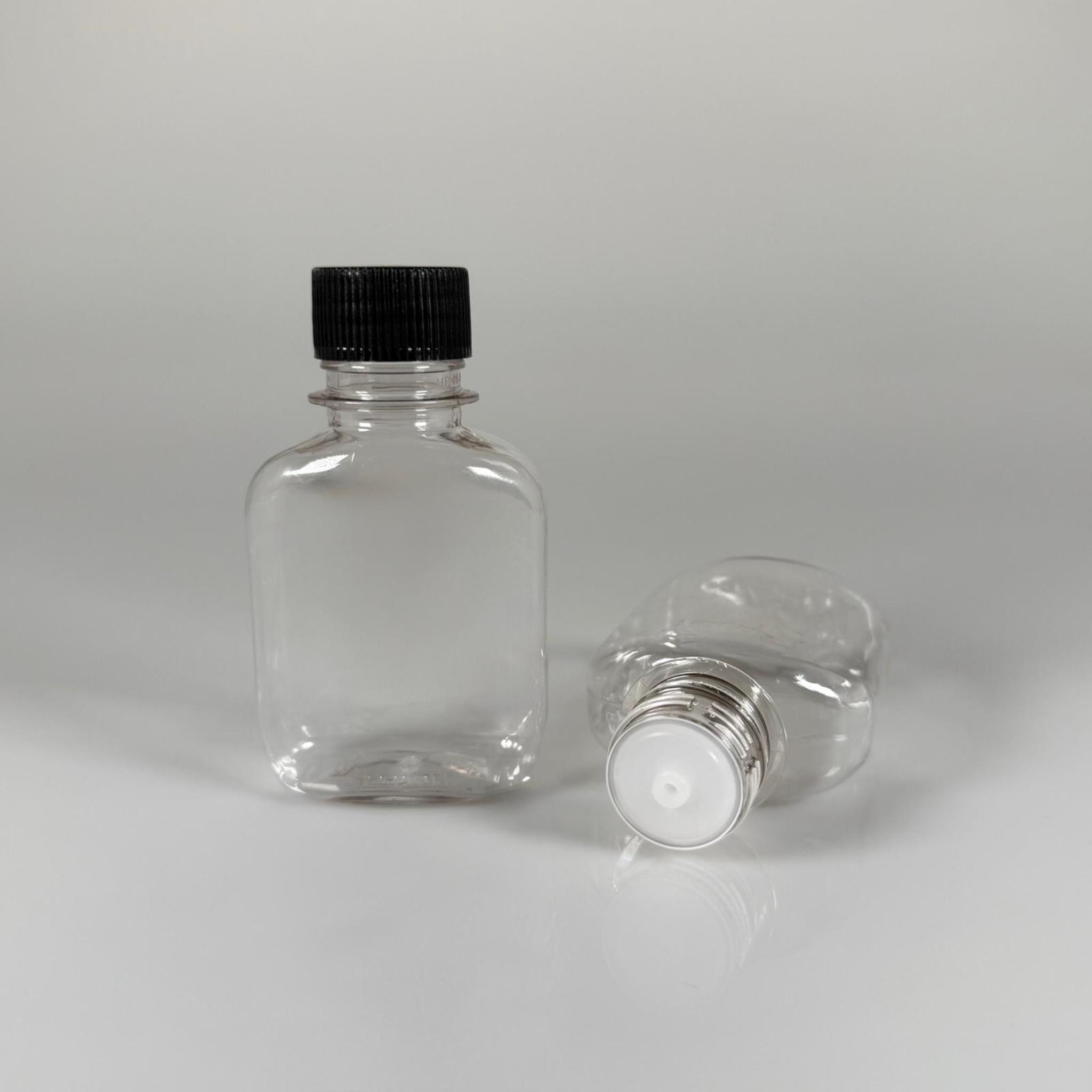 100 ML YASSI KAPAKLI KOLONYA TIPALI PET ŞİŞE - 100 CC CONTALI SİYAH KAPAKLI PLASTİK ŞİŞE