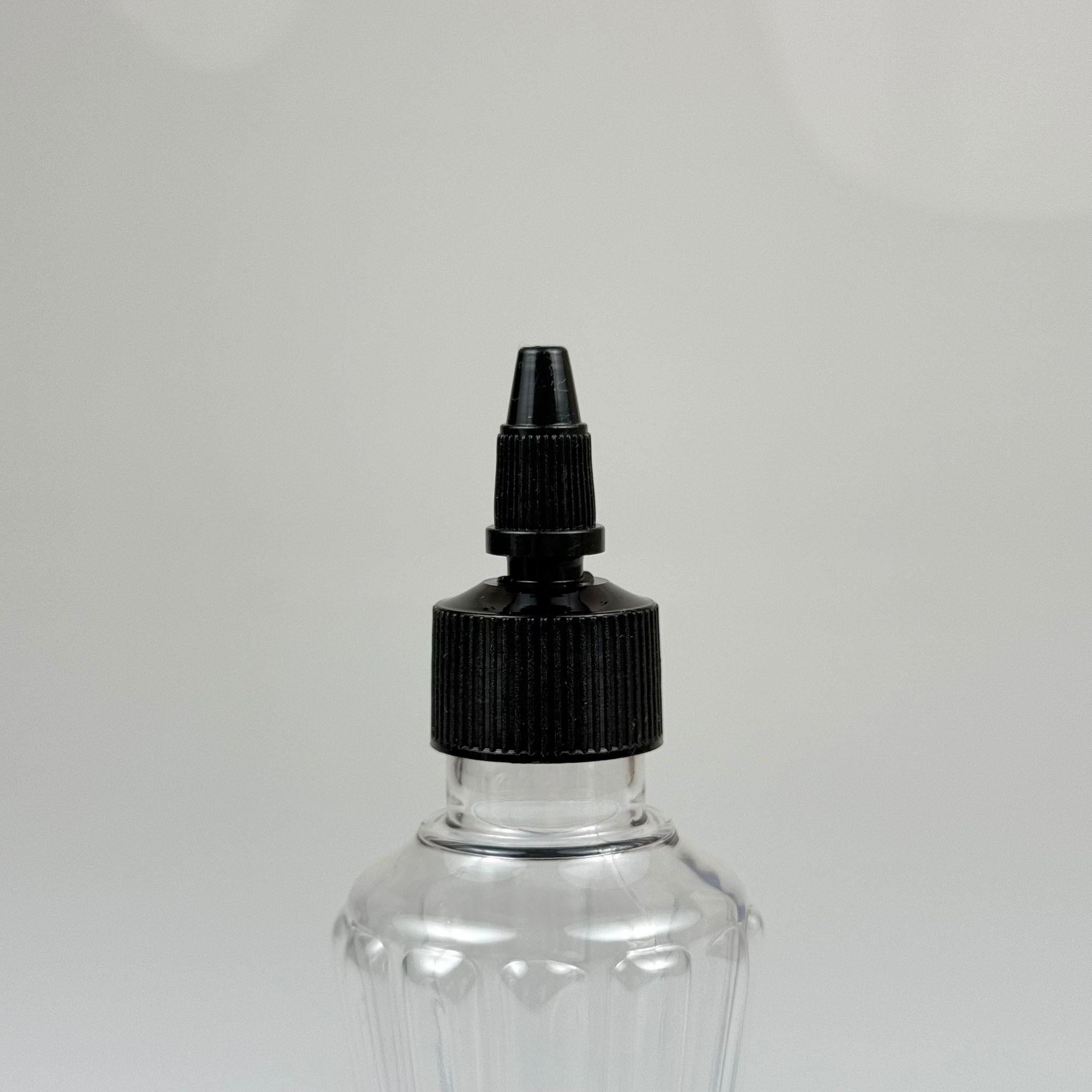 YAĞ, SOS, ACI SOS, SİRKE, SRIRACHA, MÜREKKEP, TUTKAL AKITICI VB BOŞ ŞİŞELERİ - SİYAH SİVRİ TWİST AKITICI KAPAK + 100 ML VAZO HÜRREM SERT PET PLASTİK ŞİŞE TAKIM