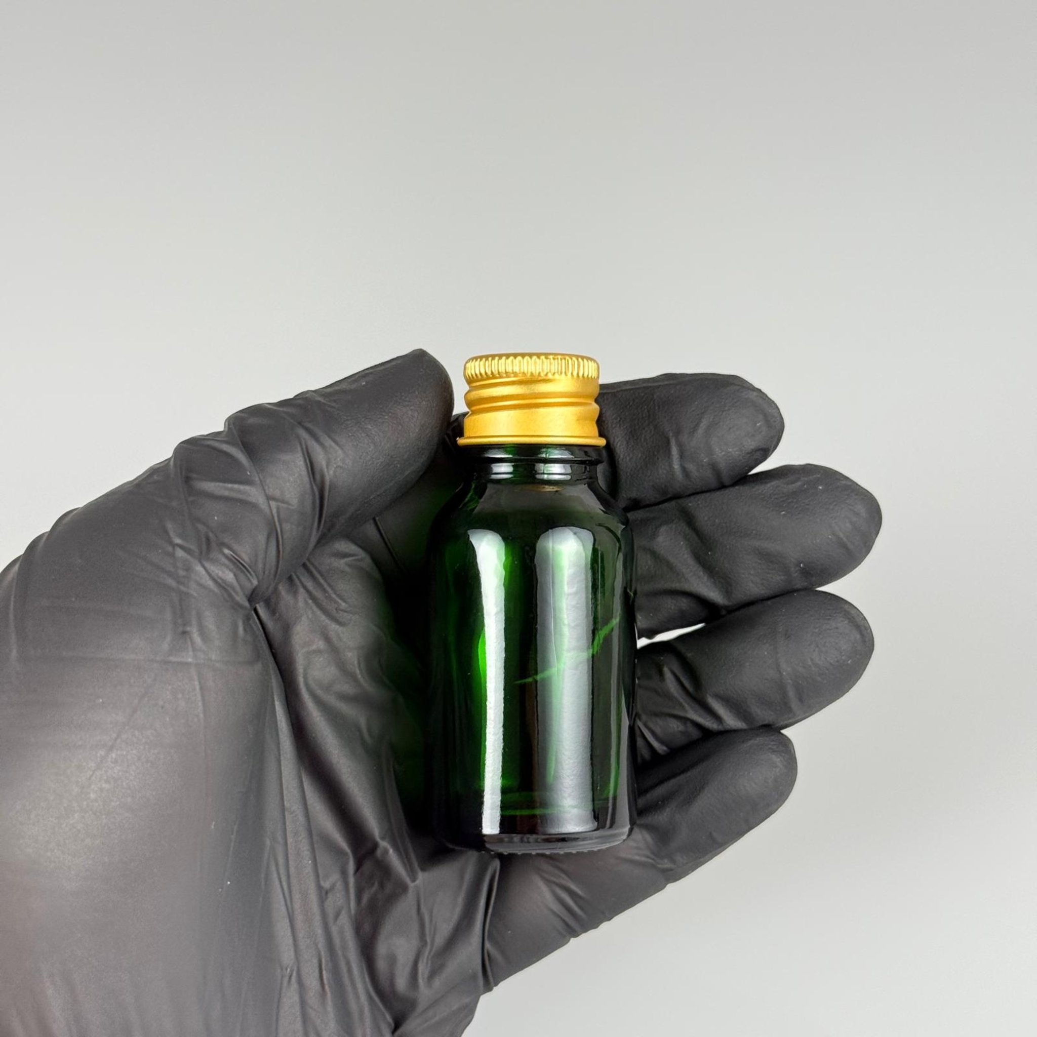 15 CC YEŞİL CAM ŞİŞE + KÖPÜK CONTALI GOLD ALÜMİNYUM METAL KAPAKLI TAKIM - 15 ML YEŞİL CAM ŞİŞE