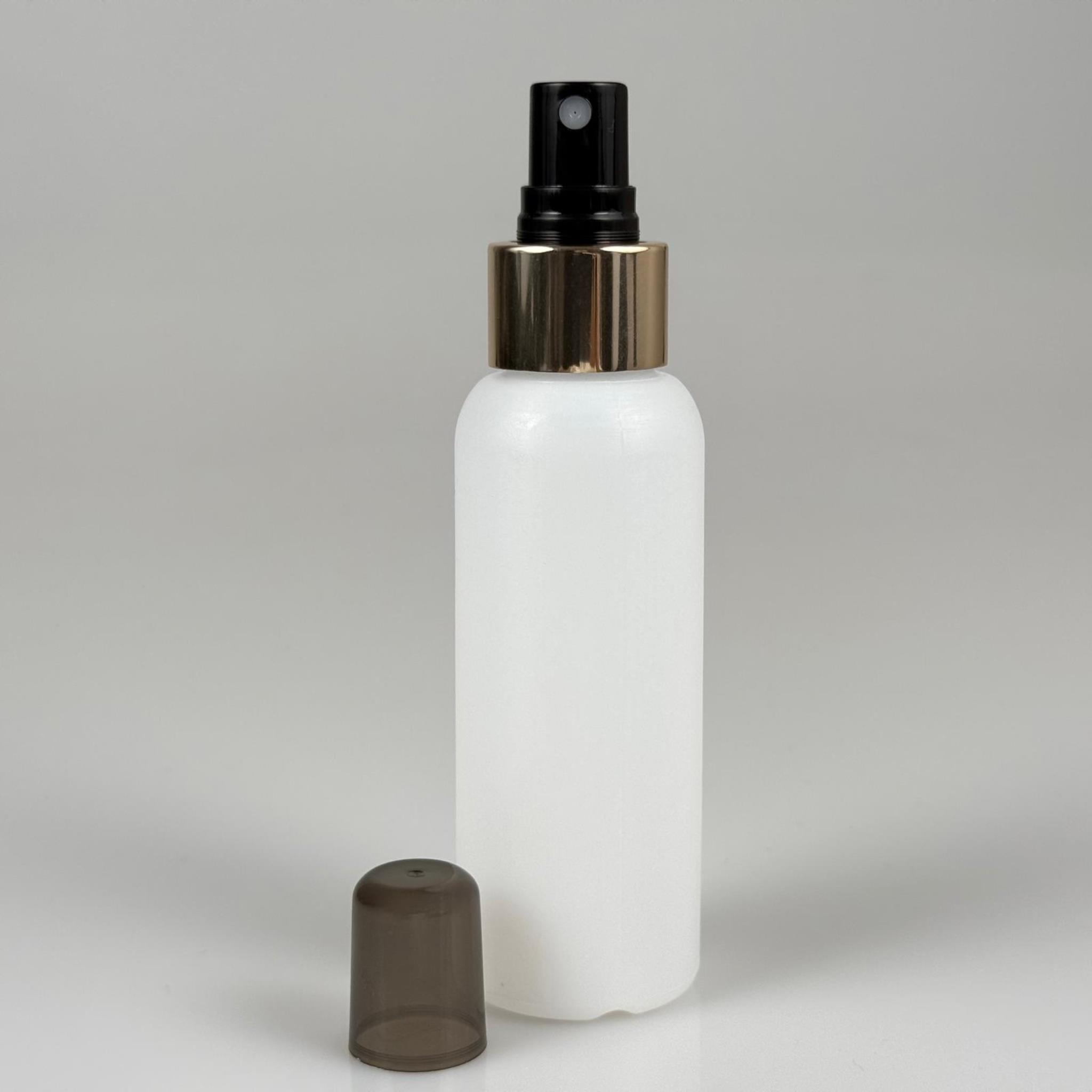 100 CC NATÜREL SERT POLİETİLEN ŞİŞE + GOLD SPREYLİ -  24 MM  - 100 ML SERT POLİETİLEN ŞİŞE