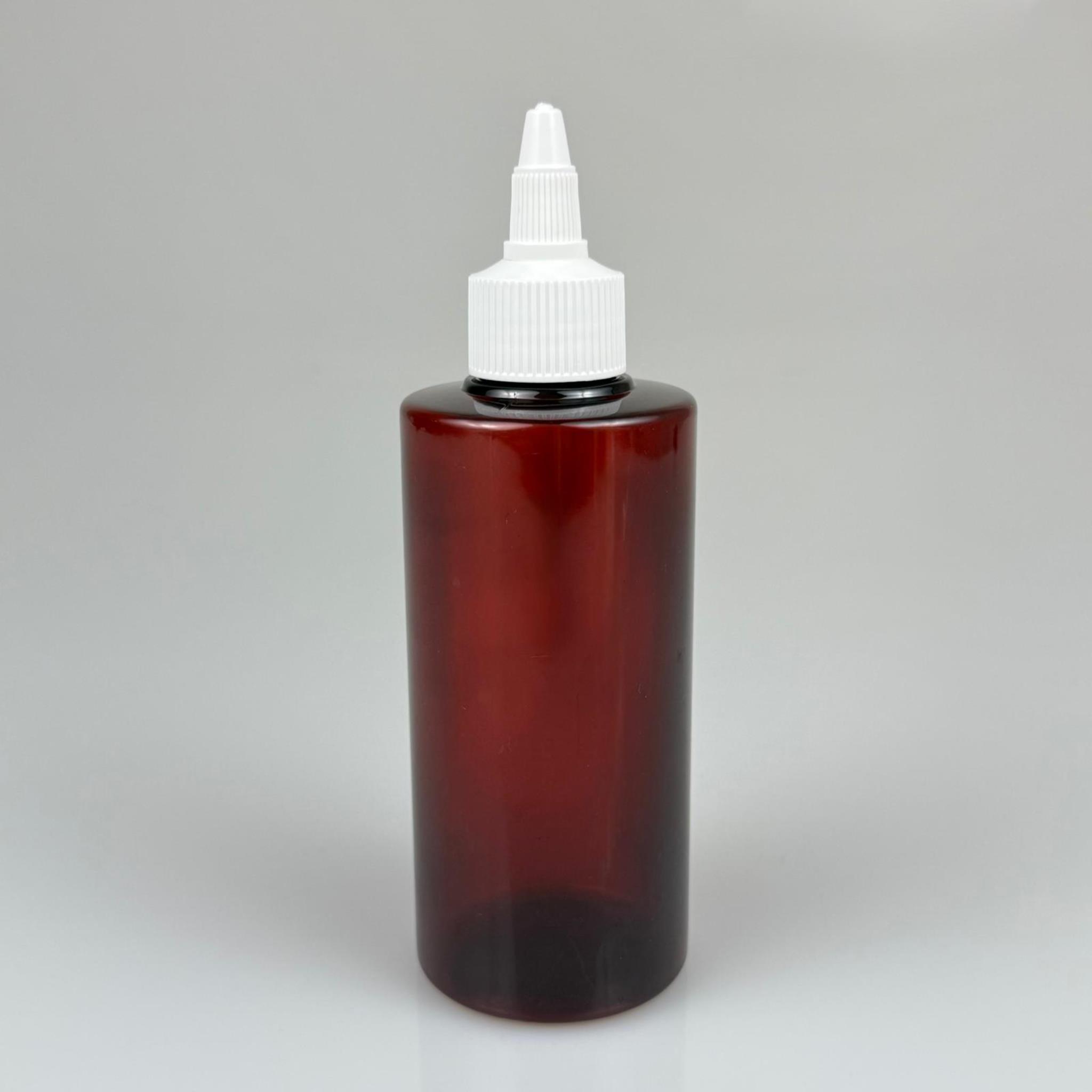 YAĞ, SOS, ACI SOS, SİRKE, SRIRACHA, MÜREKKEP, TUTKAL AKITICI VB BOŞ ŞİŞELERİ - BEYAZ SİVRİ TWİST AKITICI KAPAK + 200 ML AMBER KÜT PET PLASTİK ŞİŞE TAKIM