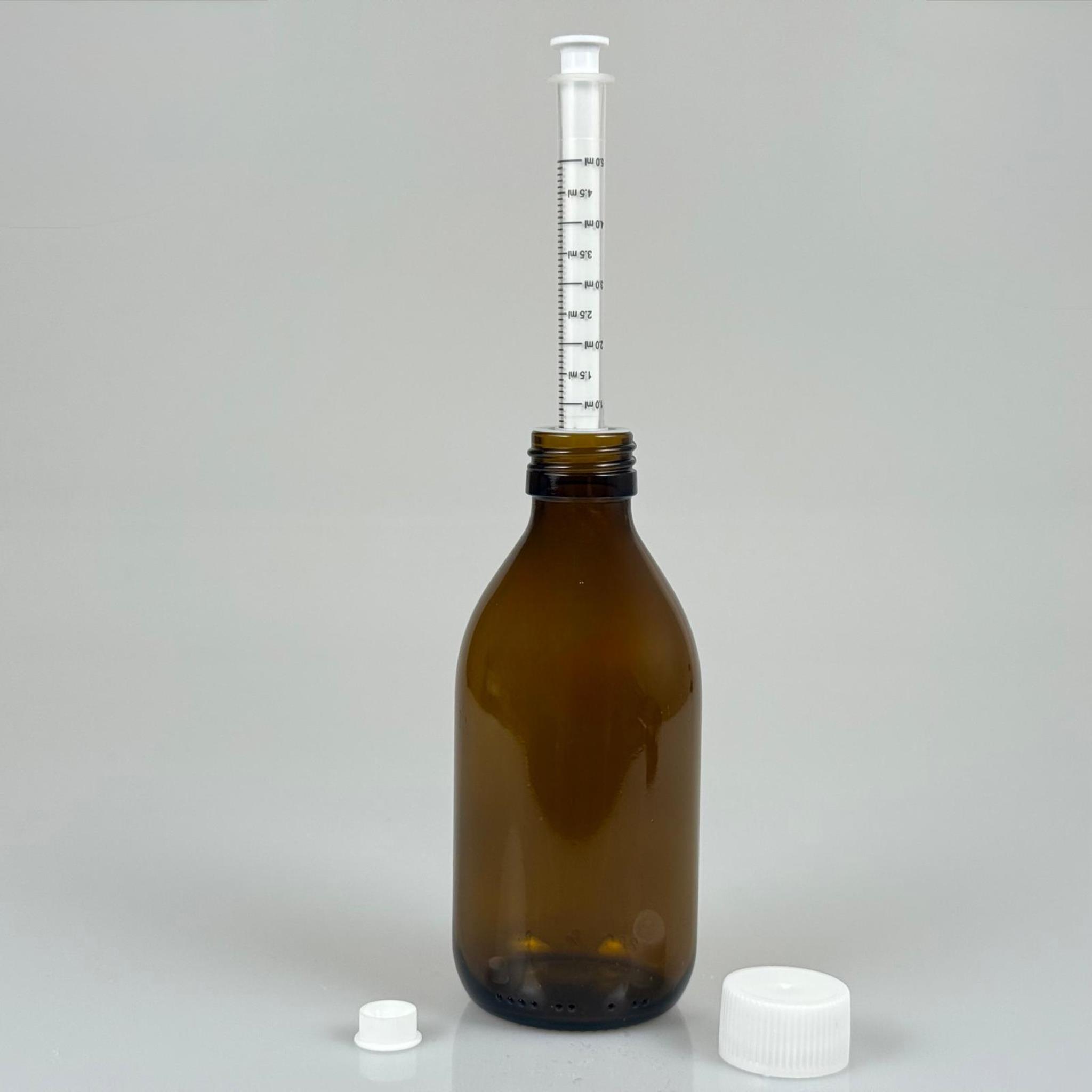 250 ML CAM ECZA ŞİŞESİ + 5 ML DOZAJ PİPETİ + DOZAJ TIPASI + CONTALI PLASTİK KAPAK TAKIM