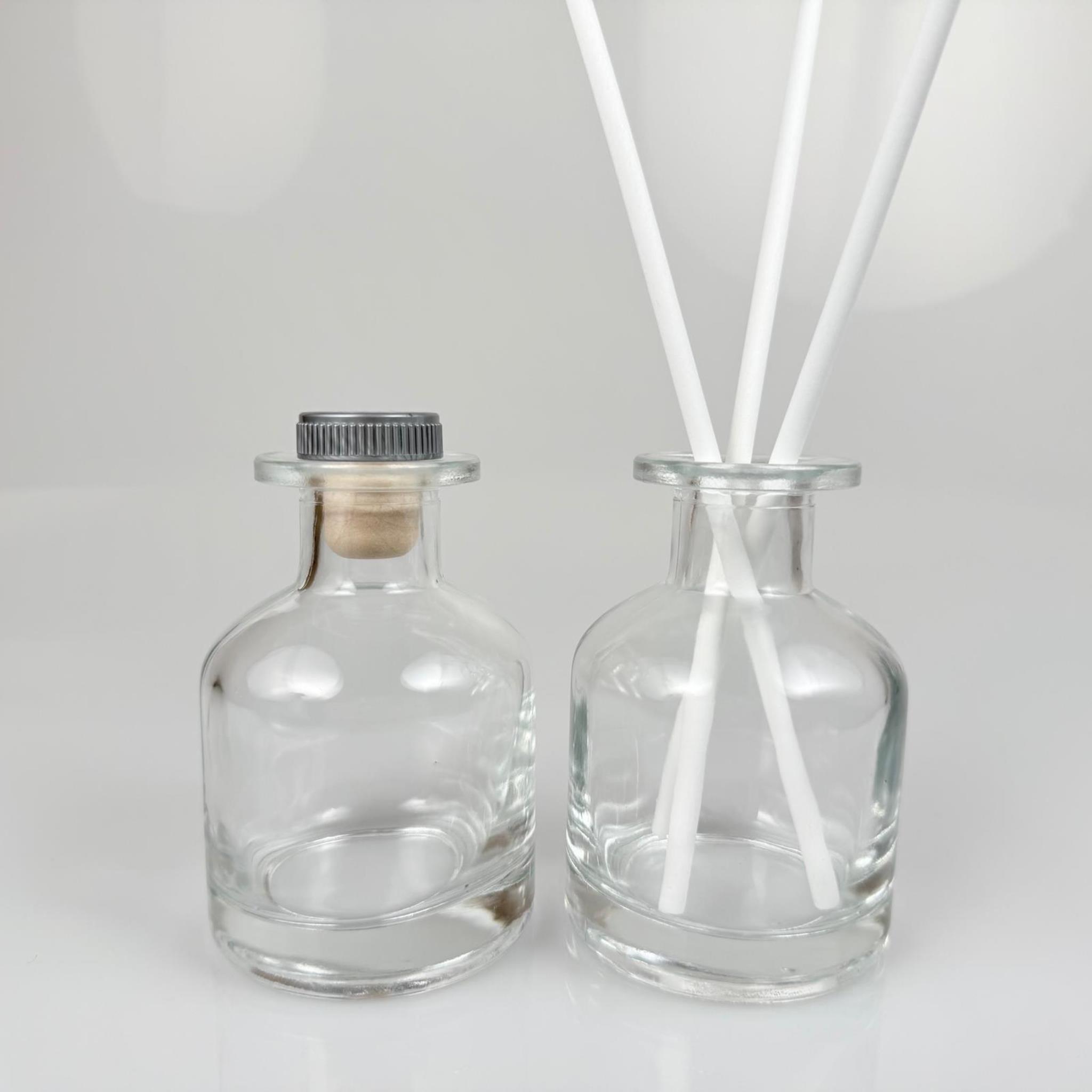 150 CC CAM BAMBU SİLİNDİR ODA KOKUSU ŞİŞESİ - 150 ML DİFFUSER CAM ŞİŞE + GRİ MANTAR TIPA + 3 ADET 24 CM BEYAZ FİBER BAMBU ÇUBUK