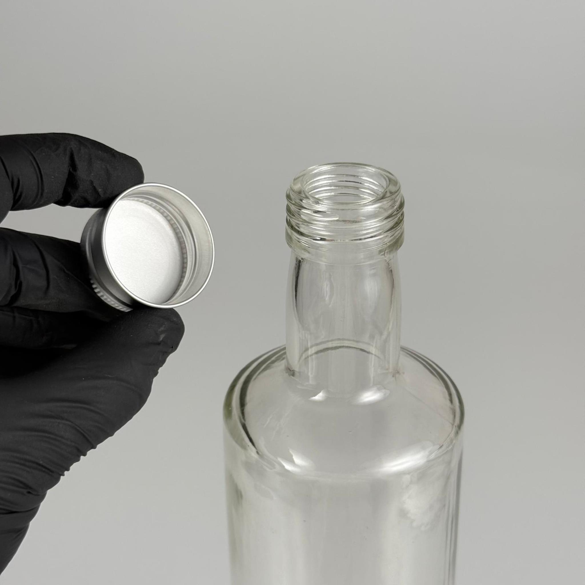 750 CC DORİKA CAM ŞİŞE - GÜMÜŞ METAL ALÜMİNYUM KÖPÜK CONTALI KAPAKLI - 750 ML ŞEFFAF DORİKA ŞİŞE