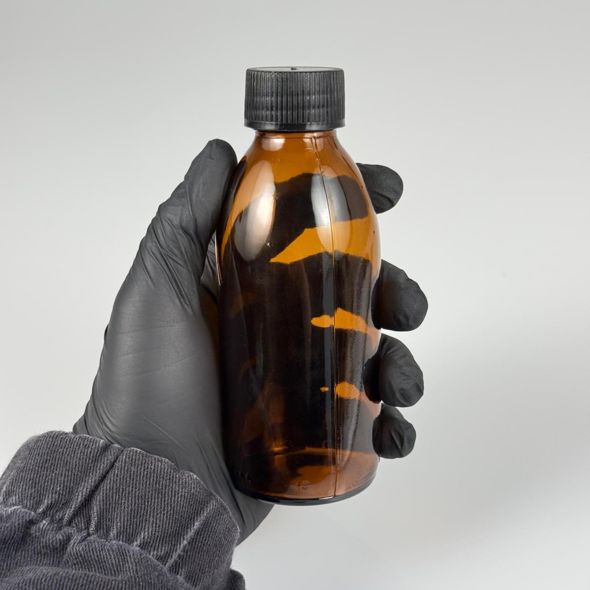 160 CC AMBER CAM ŞİŞE -SİYAH PLASTİK KAPAKLI - 160 ML CAM ŞİŞE - KAHVERENGİ ECZA ŞİŞESİ