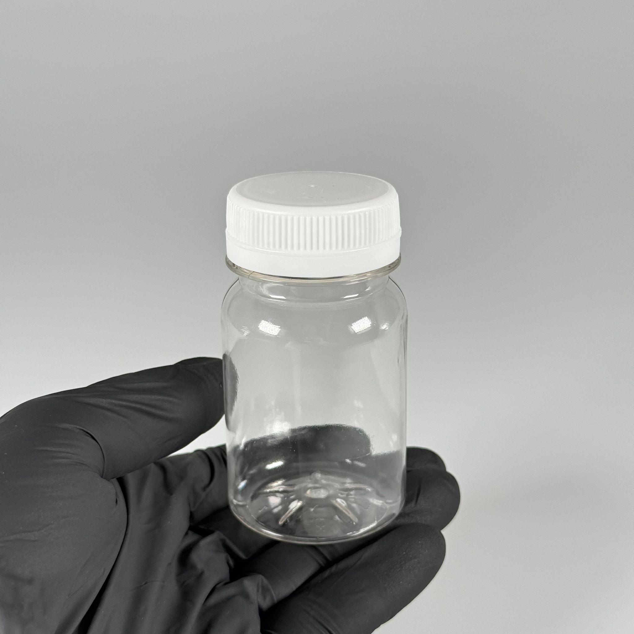 100 CC SİLİNDİR PET ŞİŞE (15,6 GR) - 38 MM GENİŞ AĞIZLI KİLİTLİ BEYAZ KAPAKLI  - 100 ML PLASTİK BOŞ ŞİŞELER