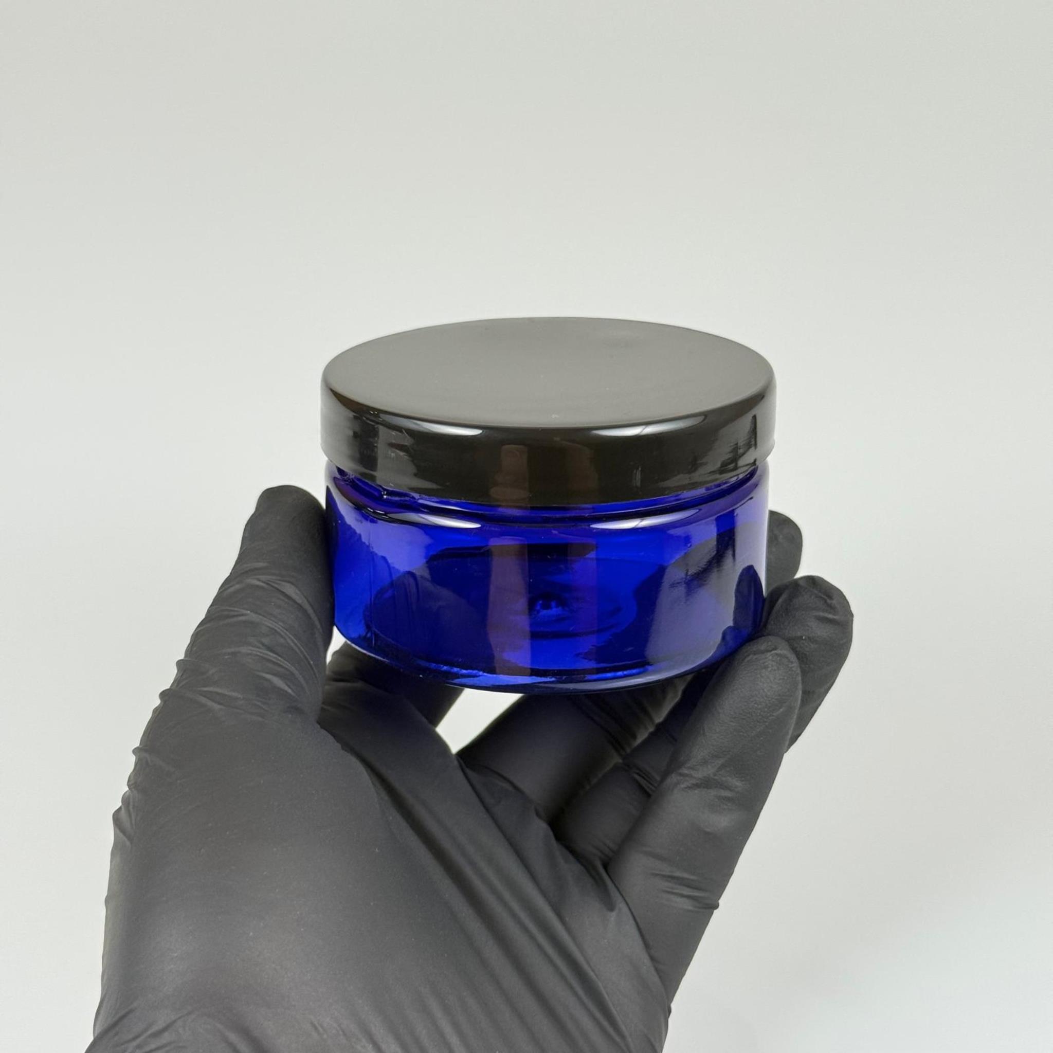 100 ML SERT PET KAVANOZ + SİYAH PLASTİK KAPAK + İÇ TIPA - 100 CC KALIN MAVİ PLASTİK KAVANOZ SİYAH PLASTİK KAPAKLI İÇ TIPALI TAKIM - KREM KAVANOZLARI