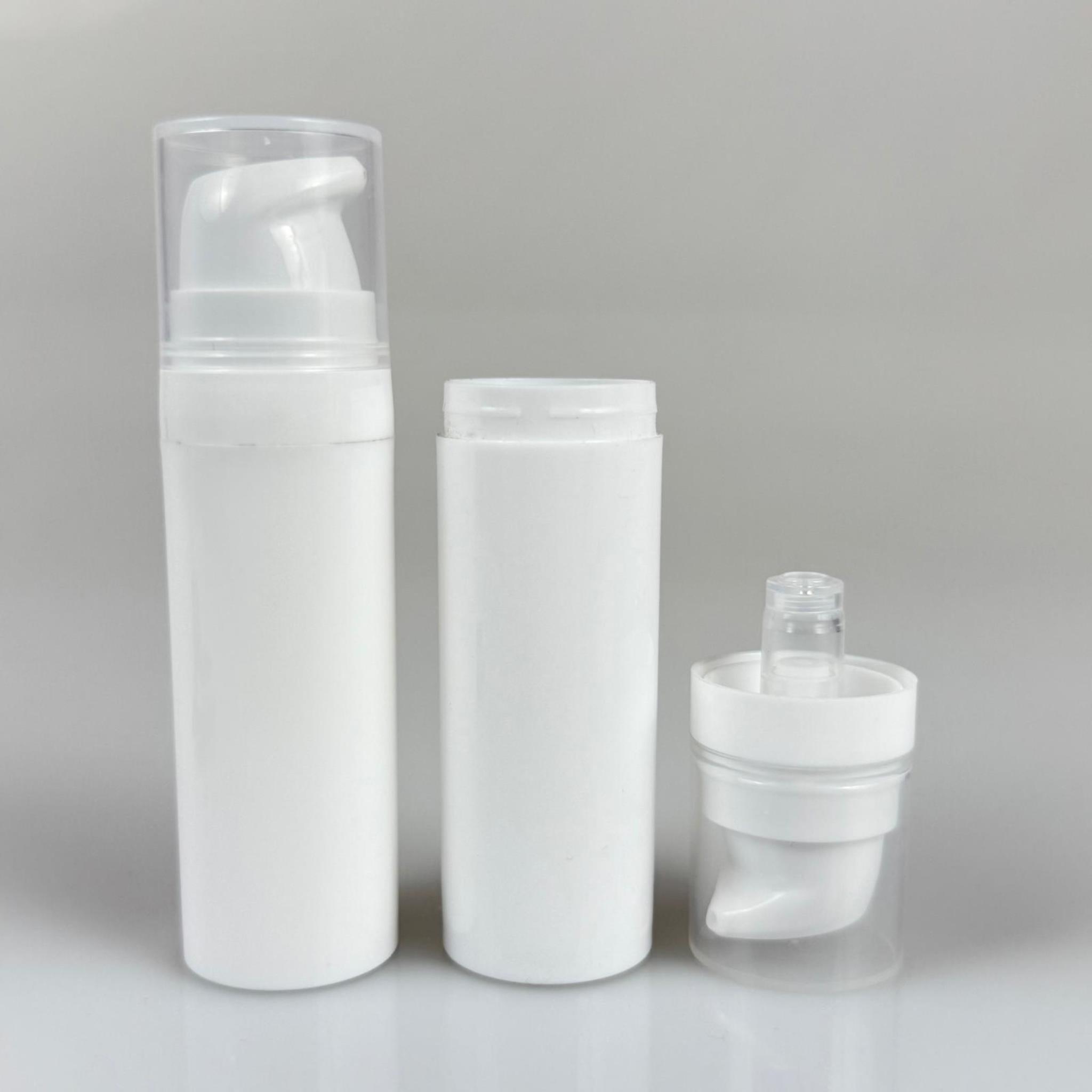 BOŞ KREM VE LOSYON ŞİŞESİ 15 ML BOŞ AİRLESS ŞİŞE - HAVASIZ POMPALI BEYAZ AİRLESS ASANSÖR ŞİŞE - GÜNEŞ KREMİ , TONİK VB AMBALAJI