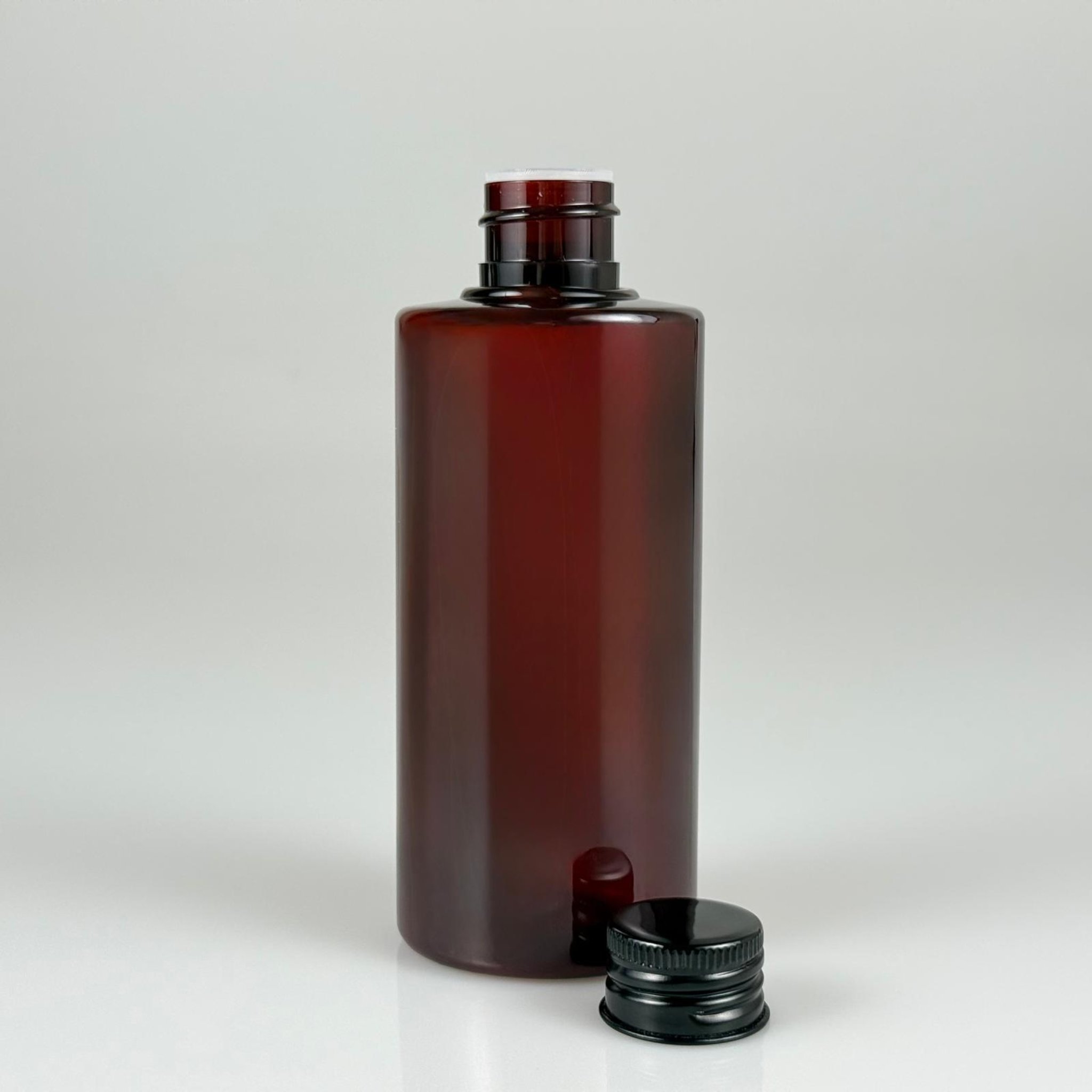 200 CC AMBER SİLİNDİR KESKİN KÜT MODEL SERT PET ŞİŞE (27 GR - 24 AĞIZ ) + KÖPÜK CONTALI SİYAH METAL ALÜMİNYUM KAPAKLI + KOLONYA TIPALI TAKIM - 200 ML KAPAKLI KAHVERENGİ PET ŞİŞELER