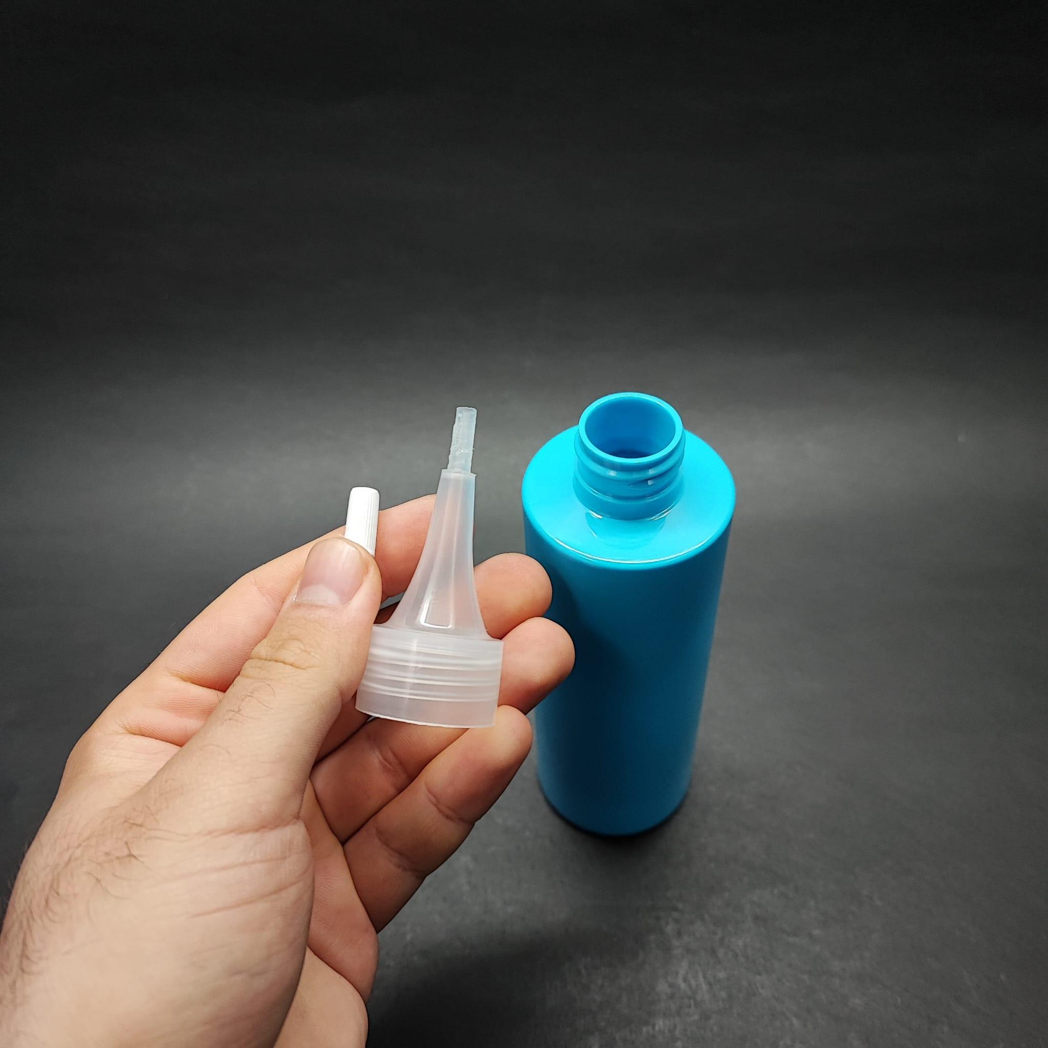 200 CC KÜT BOYUNLU UZUN SİLİNDİR PET ŞİŞE (24 GR) - AKITICI KAPAKLI - 200 ML PLASTİK ŞİŞE - MAVİ