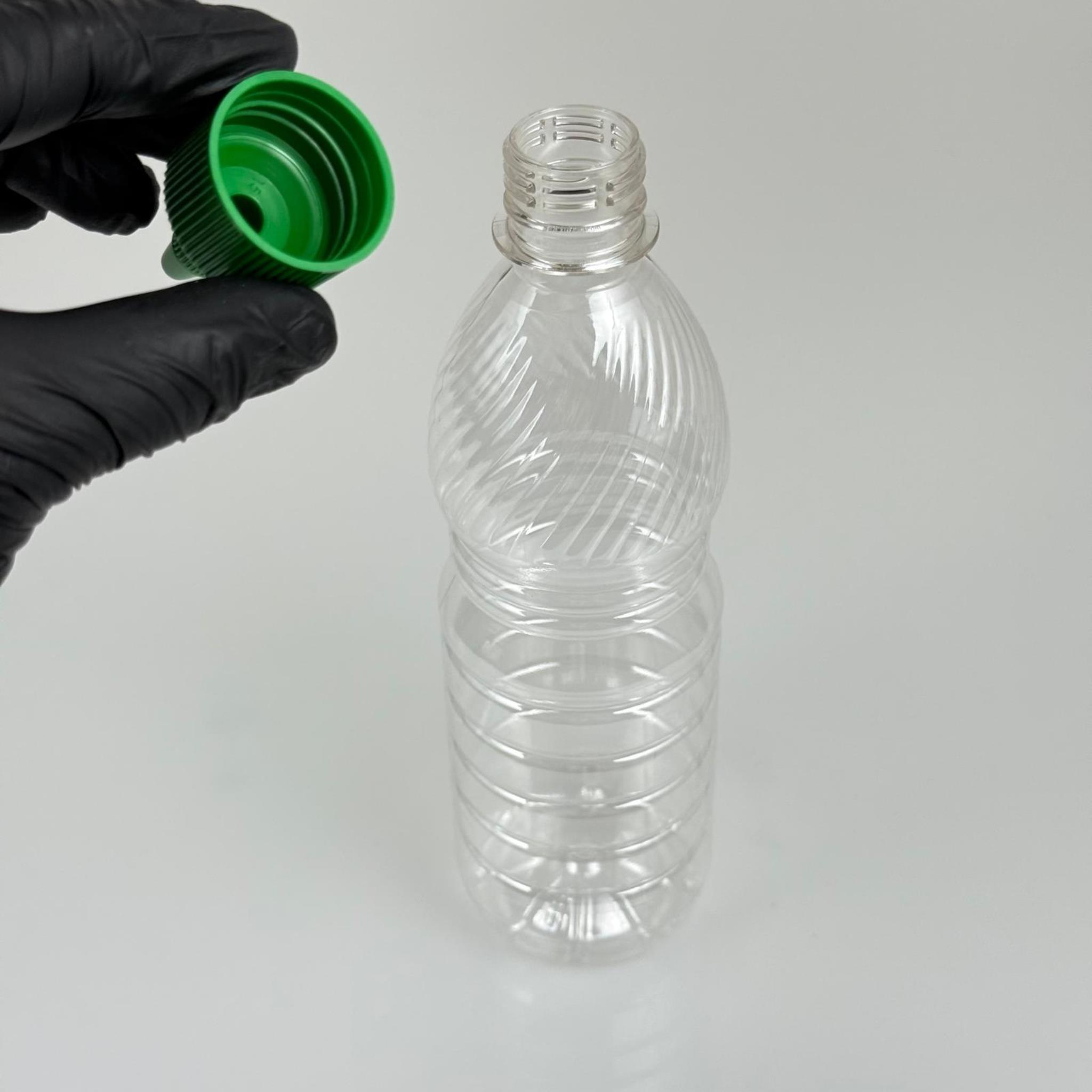 ZEYTİNYAĞI, SOS, ACI SOS, SİRKE, SRIRACHA VB BOŞ ŞİŞELERİ - YEŞİL SİVRİ TWİST AKITICI KAPAK + 500 ML ŞEFFAF KÜT PET PLASTİK ŞİŞE TAKIM