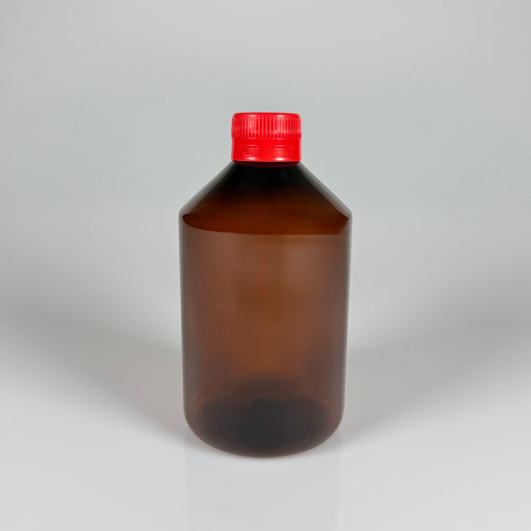 500 CC AMBER SERT PLASTİK ŞİŞE - KIRMIZI KİLİTLİ KAPAKLI  - 500 ML KAHVERENGİ PET ŞİŞE
