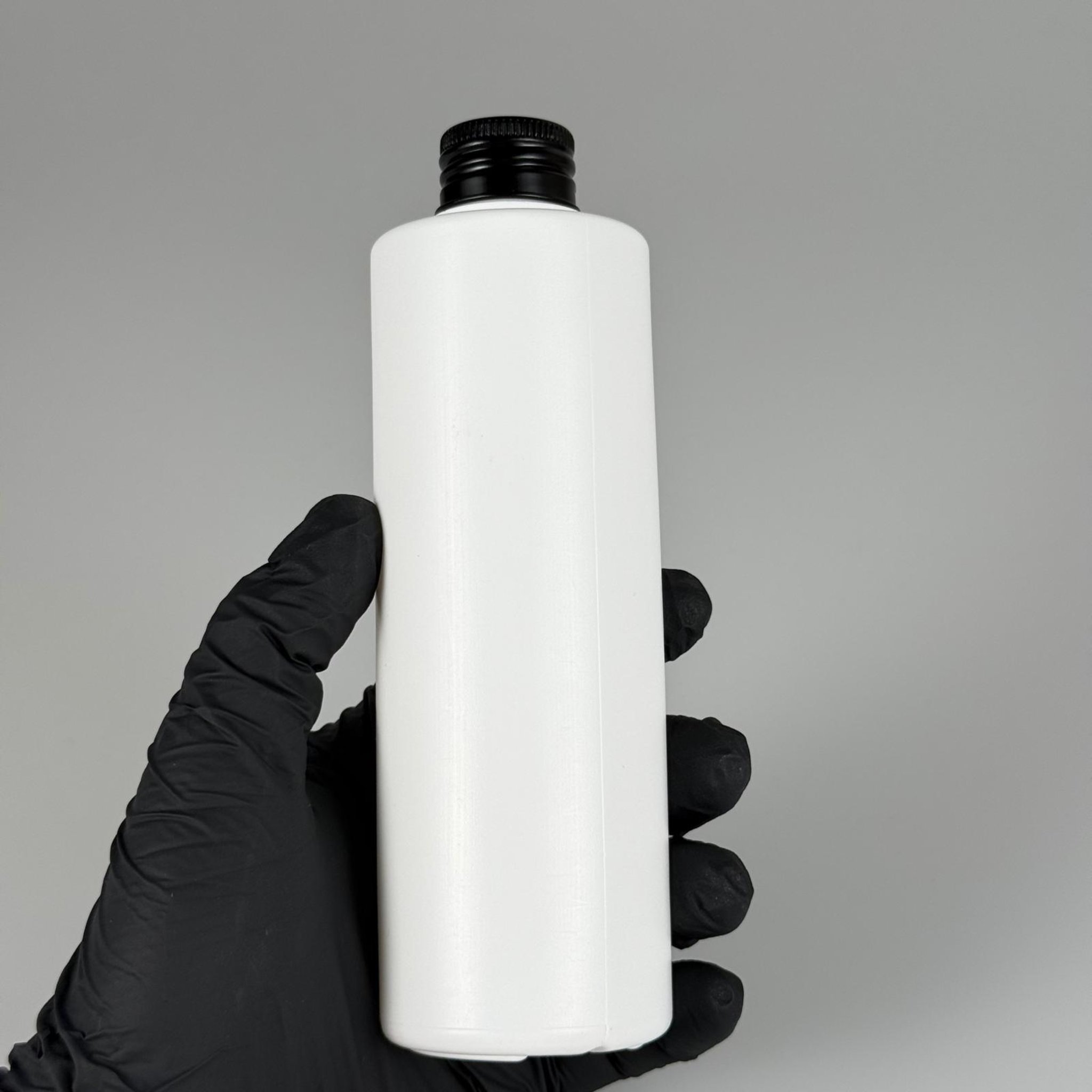 200 CC (SİLME 250 CC) BEYAZ SİLİNDİR MODEL MAT SERT POLİETİLEN ASETON ŞİŞESİ (24 AĞIZ) + KÖPÜK CONTALI SİYAH METAL ALÜMİNYUM KAPAKLI TAKIM - 200 ML KAPAKLI BEYAZ PLASTİK ŞİŞELER