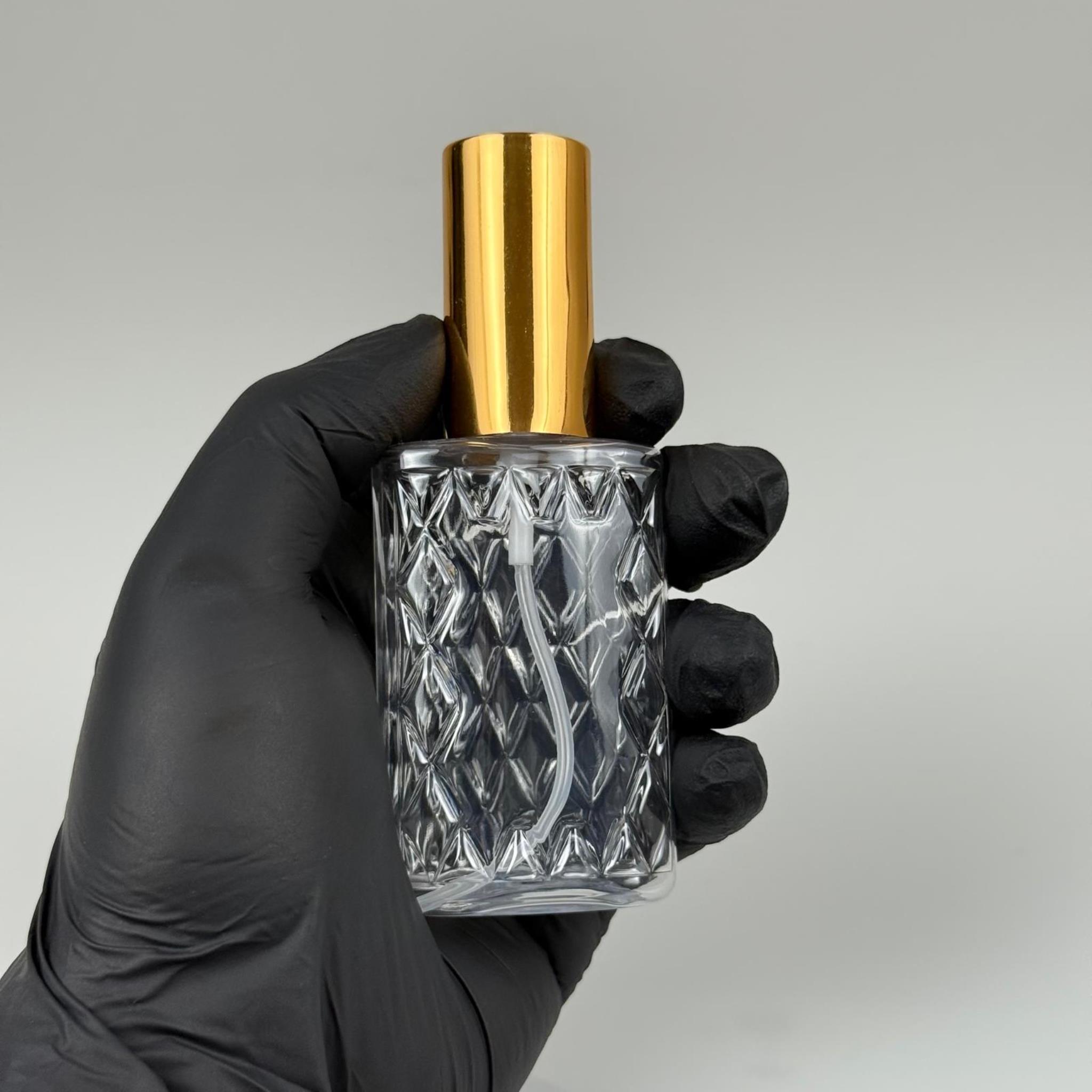 50 ML PET KOLONYA, PARFÜM VB ŞİŞELERİ - METAL ALÜMİNYUM GOLD KAPAK + VİDALI SPREY + 50 CC KÖŞELİ ŞEFFAF ŞİŞE SET TAKIM