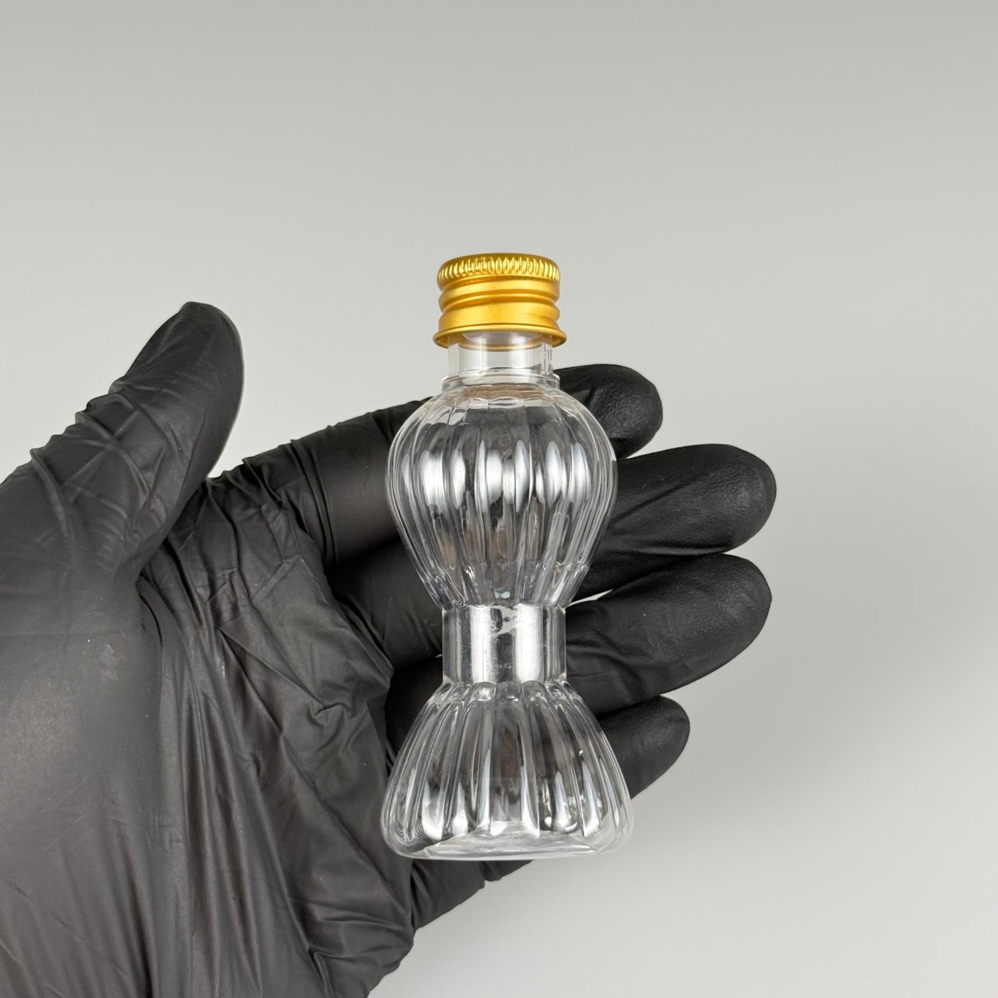 40 CC MİNİ PIRLANTA ŞİŞE + KÖPÜK CONTALI GOLD ALÜMİNYUM METAL KAPAKLI + DAMLALIKLI KOLONYA TIPALI TIPALI TAKIM - 40 ML CAMPET ŞİŞE
