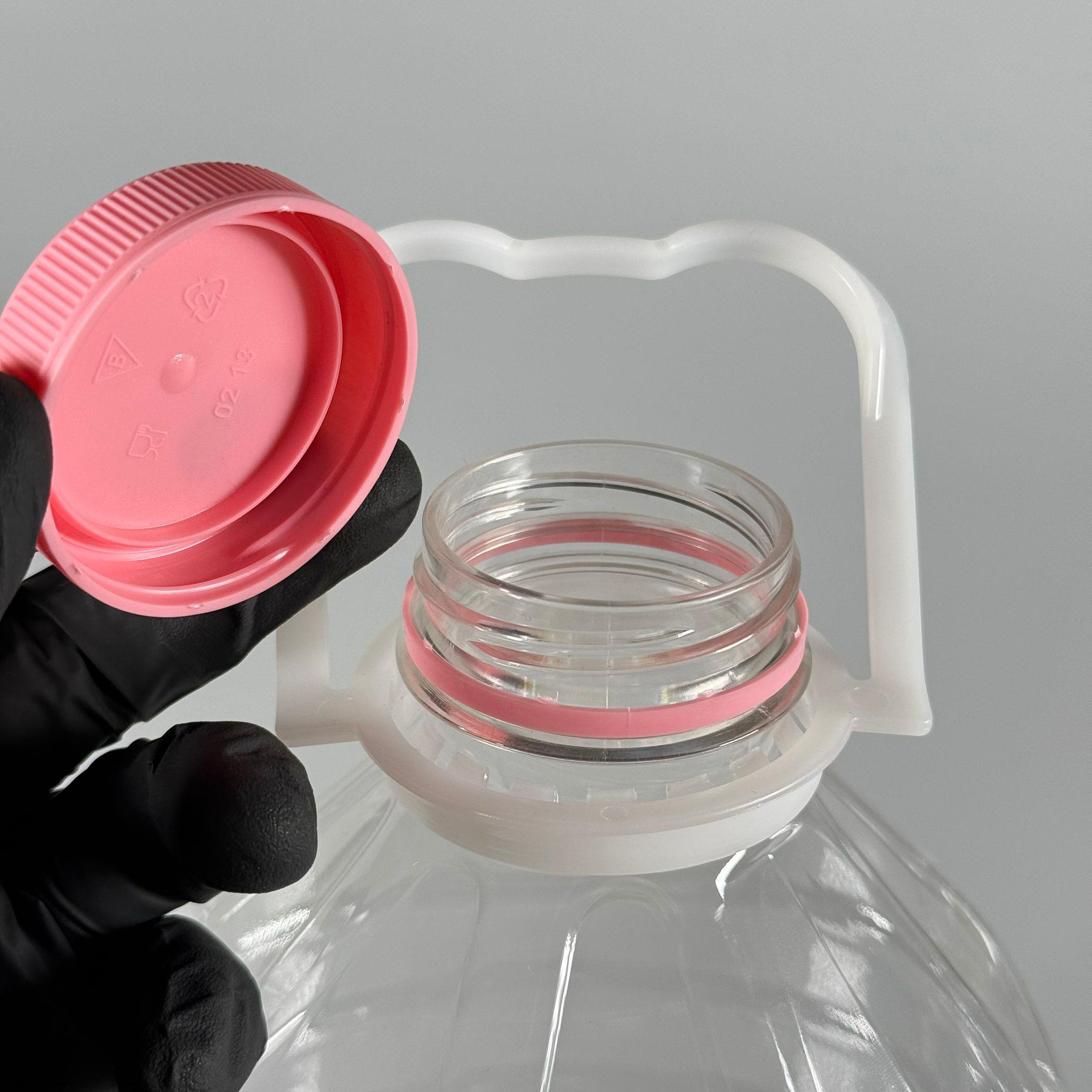 3 LT KÖŞELİ SU PETİ - PEMBE KAPAKLI BEYAZ KULPLU - 3000 CC PET ŞİŞE