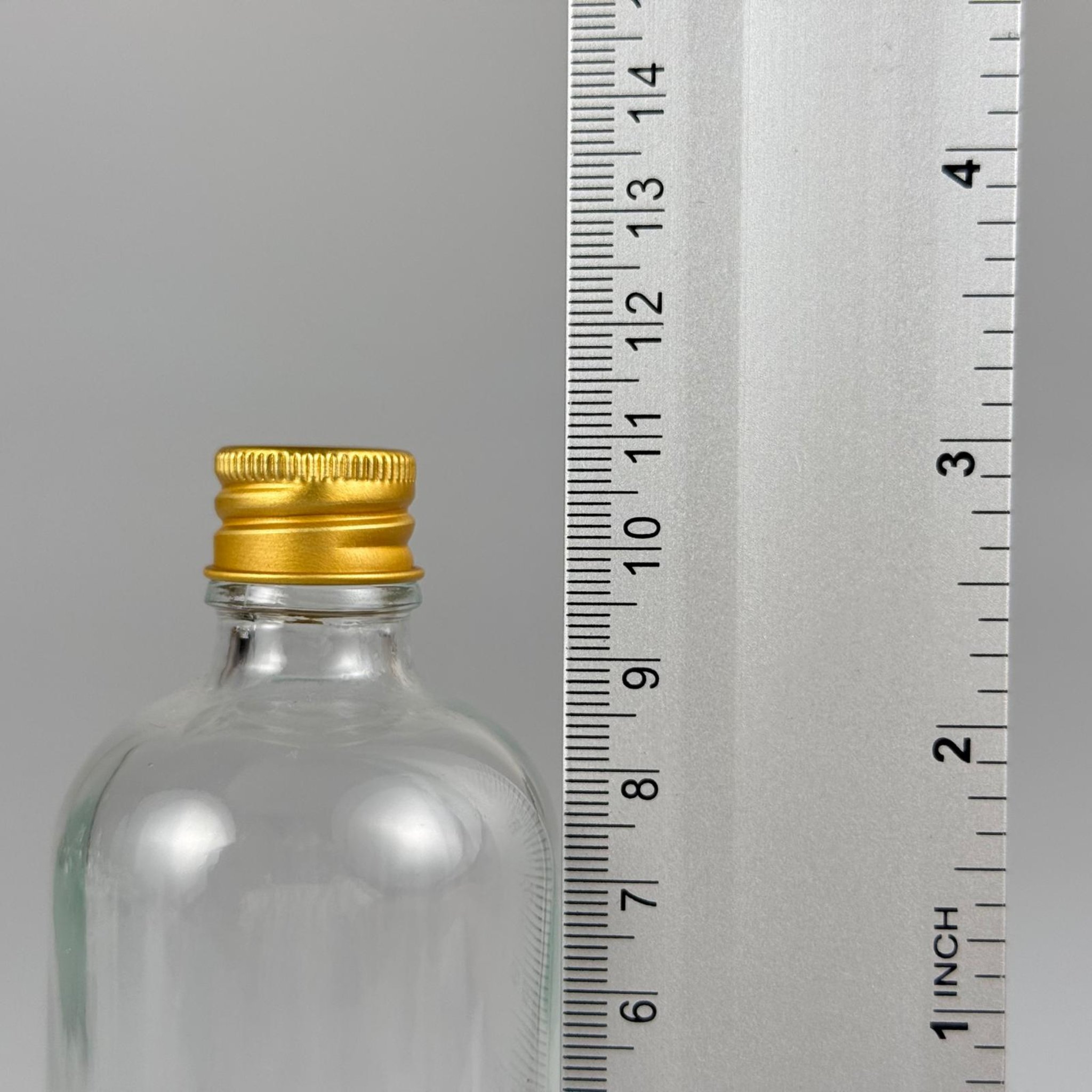 100 CC ŞEFFAF CAM ŞİŞE + KÖPÜK CONTALI GOLD ALÜMİNYUM METAL KAPAKLI TAKIM - 100 ML ŞEFFAF CAM ŞİŞE
