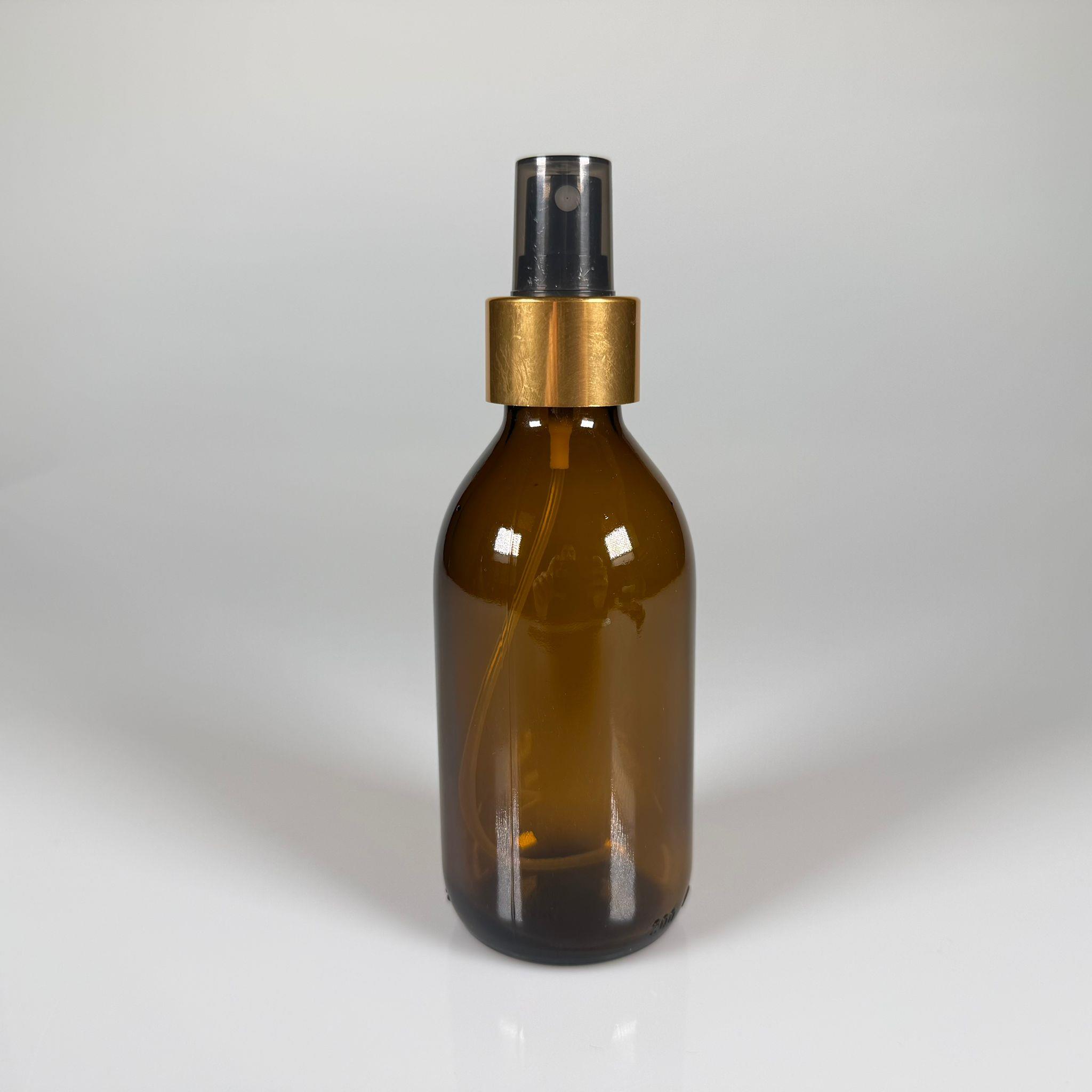 200 CC AMBER GOLD SPREY BAŞLIKLI CAM ŞİŞE - 200 ML KAHVERENGİ FISFIS KAPAKLI ŞİŞE