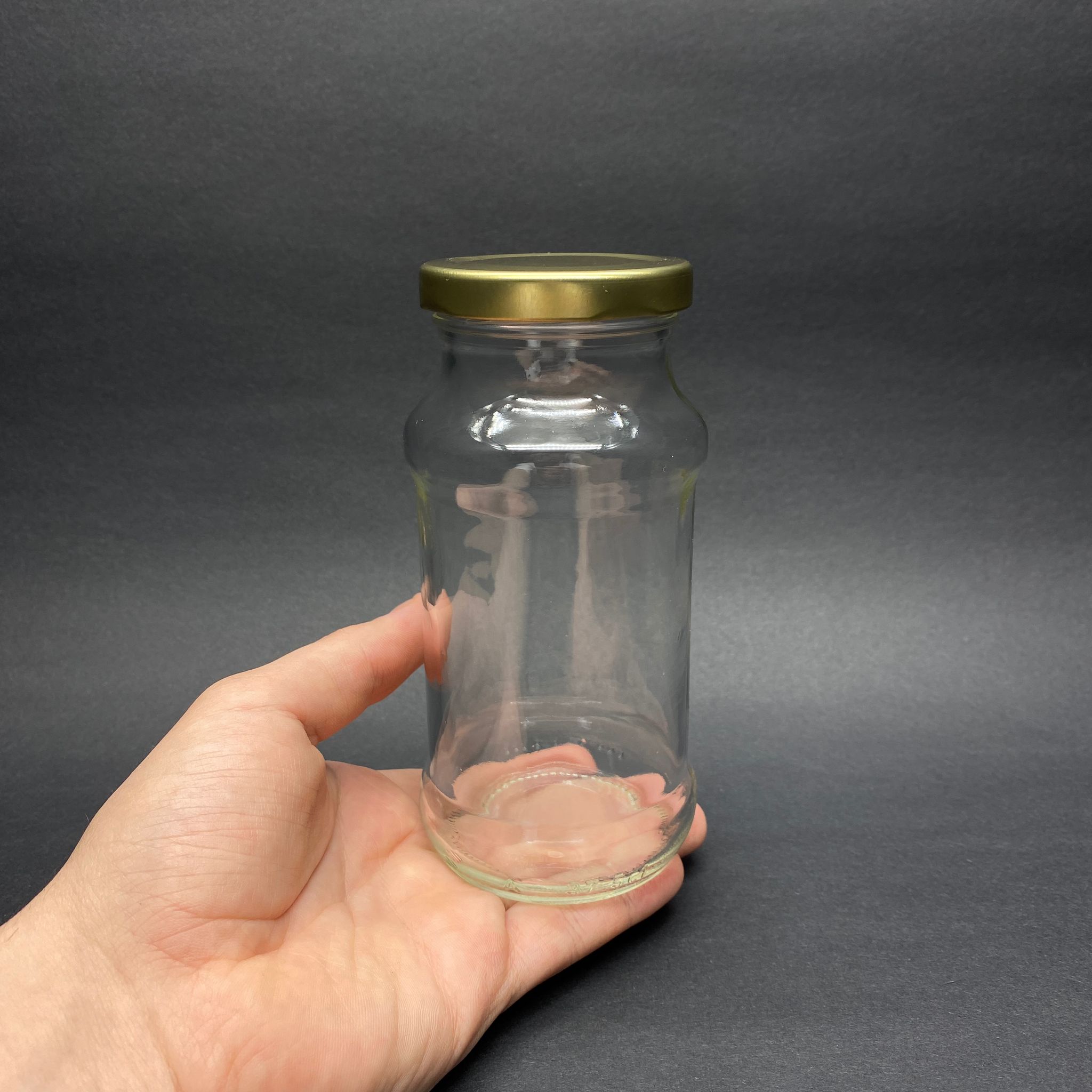 375 CC UZUN BOĞAZLI CAM KAVANOZ - GOLD KAPAKLI - şişecam kodu 101037 - 375 ml cam kavanoz