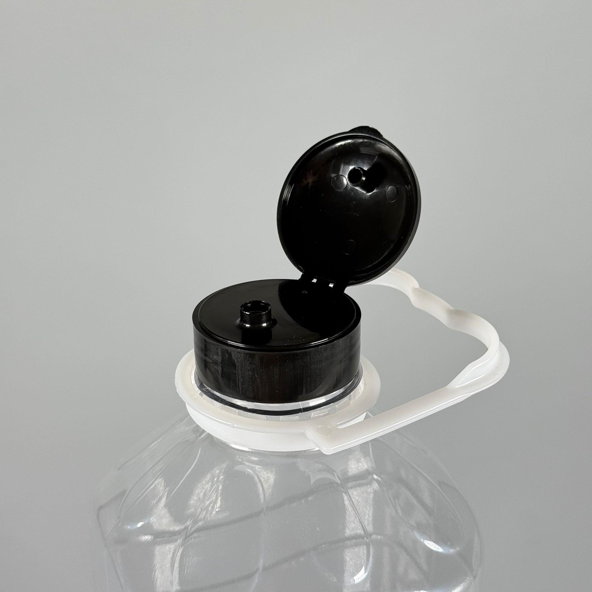 3 LT KÖŞELİ BOŞ DETERJAN PETİ - SİYAH AKITICILI FLİPTOP KAPAKLI BEYAZ KULPLU - 3000 CC PET ŞİŞE