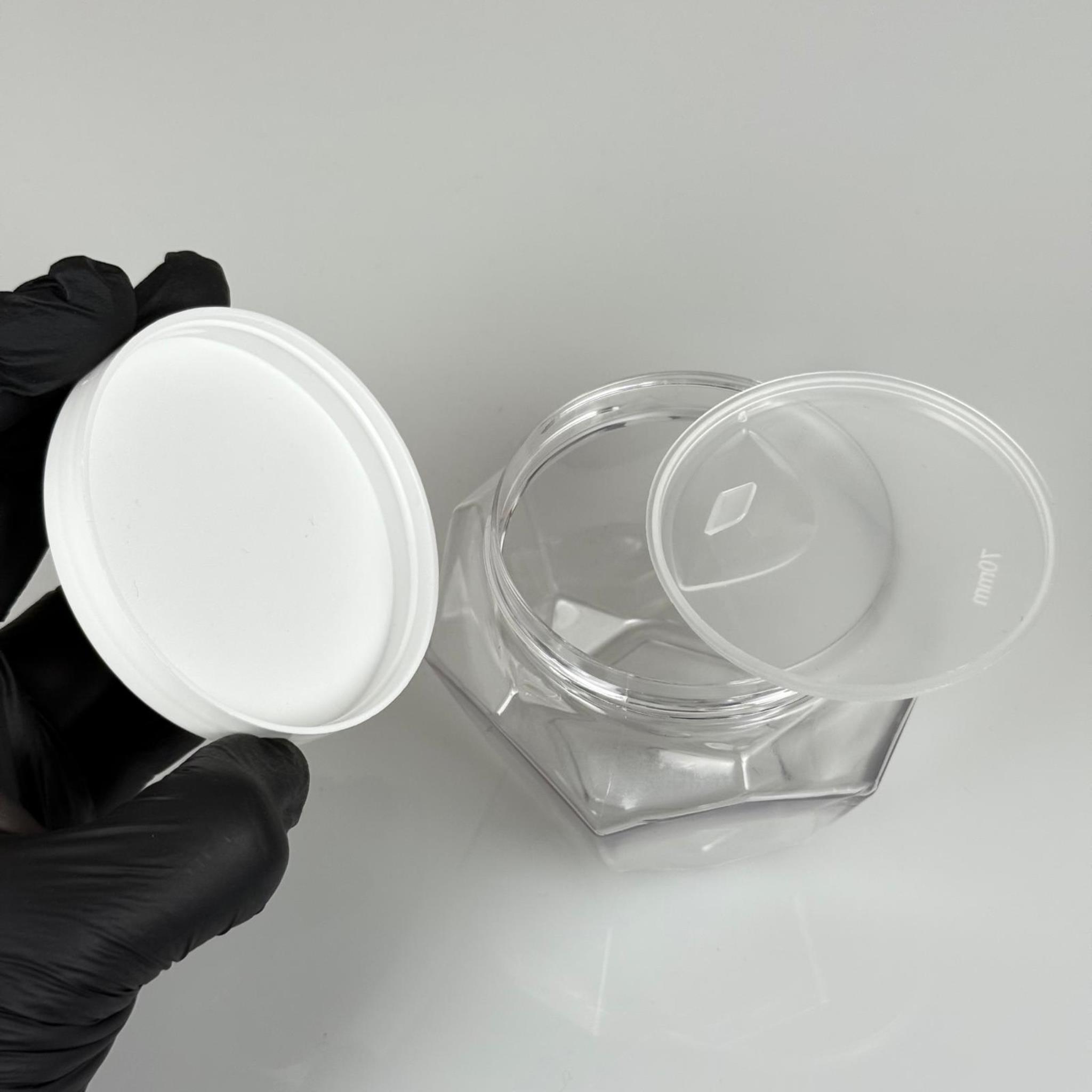 250 ML SERT PET ALTIGEN KAVANOZ + BEYAZ PLASTİK KAPAK + İÇ TIPA - 250 CC KALIN ŞEFFAF PLASTİK KAVANOZ BEYAZ PLASTİK KAPAKLI İÇ TIPALI TAKIM - KREM KAVANOZLARI