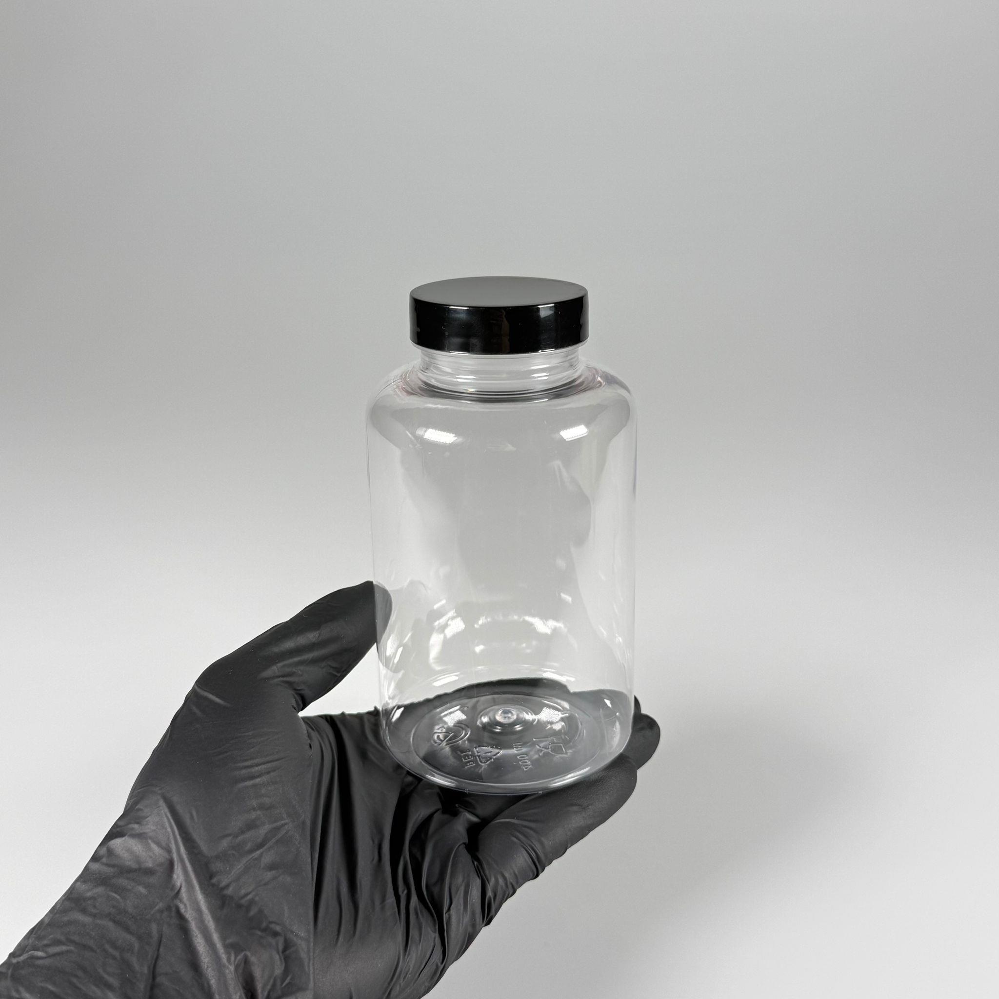 400 CC ŞEFFAF PET TABLET ŞİŞESİ - SİYAH KAPAKLI - 400 ML KAPSÜL KUTUSU - İLAÇ ŞİŞESİ - MEDİKAL HAP ŞİŞESİ - FARMASÖTİK KAVANOZ