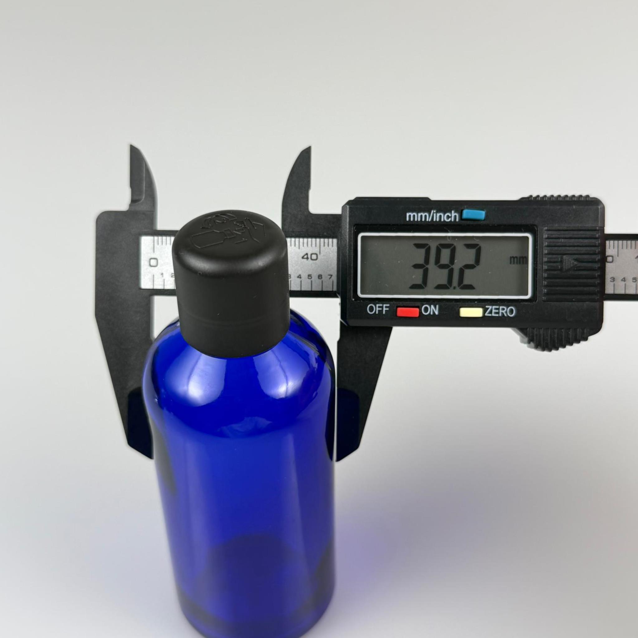 100 CC MAVİ CAM ŞİŞE + İÇTEN DAMLALIKLI ÇOCUK KİLİTLİ SİYAH KAPAK - MAVİ 100 ML KİLİT KAPAKLI DAMLATMALI ŞİŞE