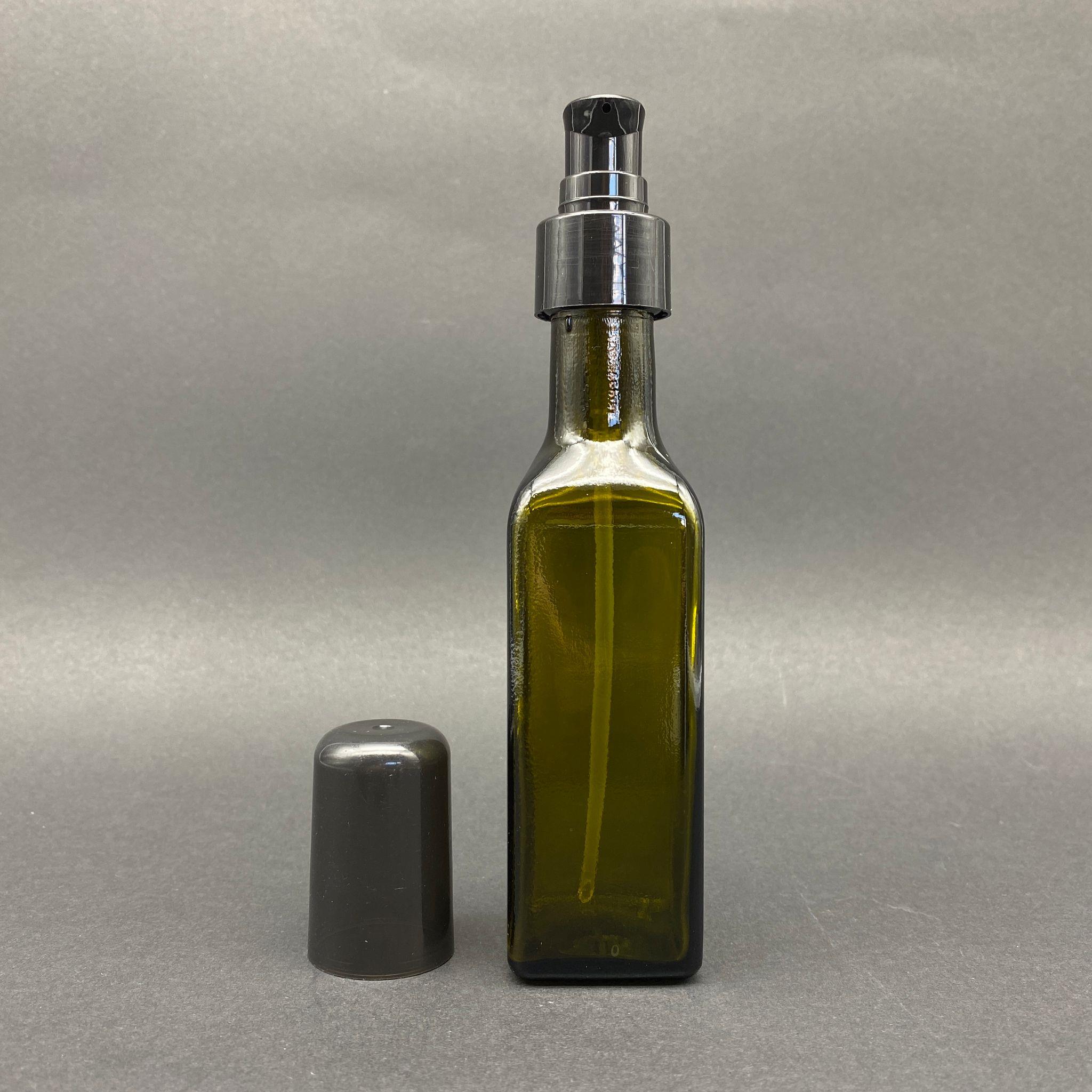 100 CC YEŞİL MARASKA CAM ŞİŞE - SİYAH LOSYON POMPALI - 100 ML KÖŞELİ CAM ŞİŞE