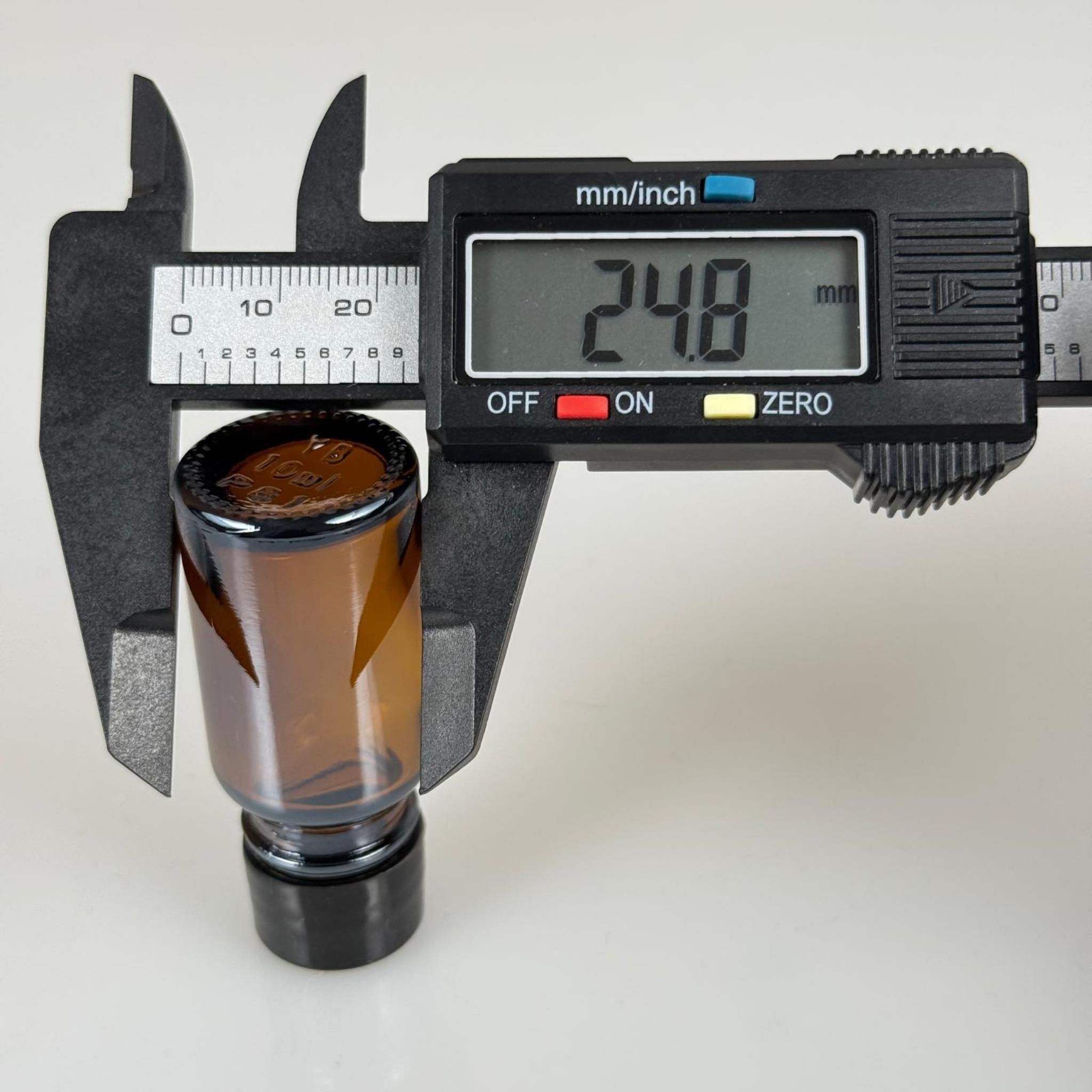 10 ML AMBER CAM ŞİŞE + CONTALI SİYAH KAPAK - 10 CC KAPAKLI CAM ŞİŞE