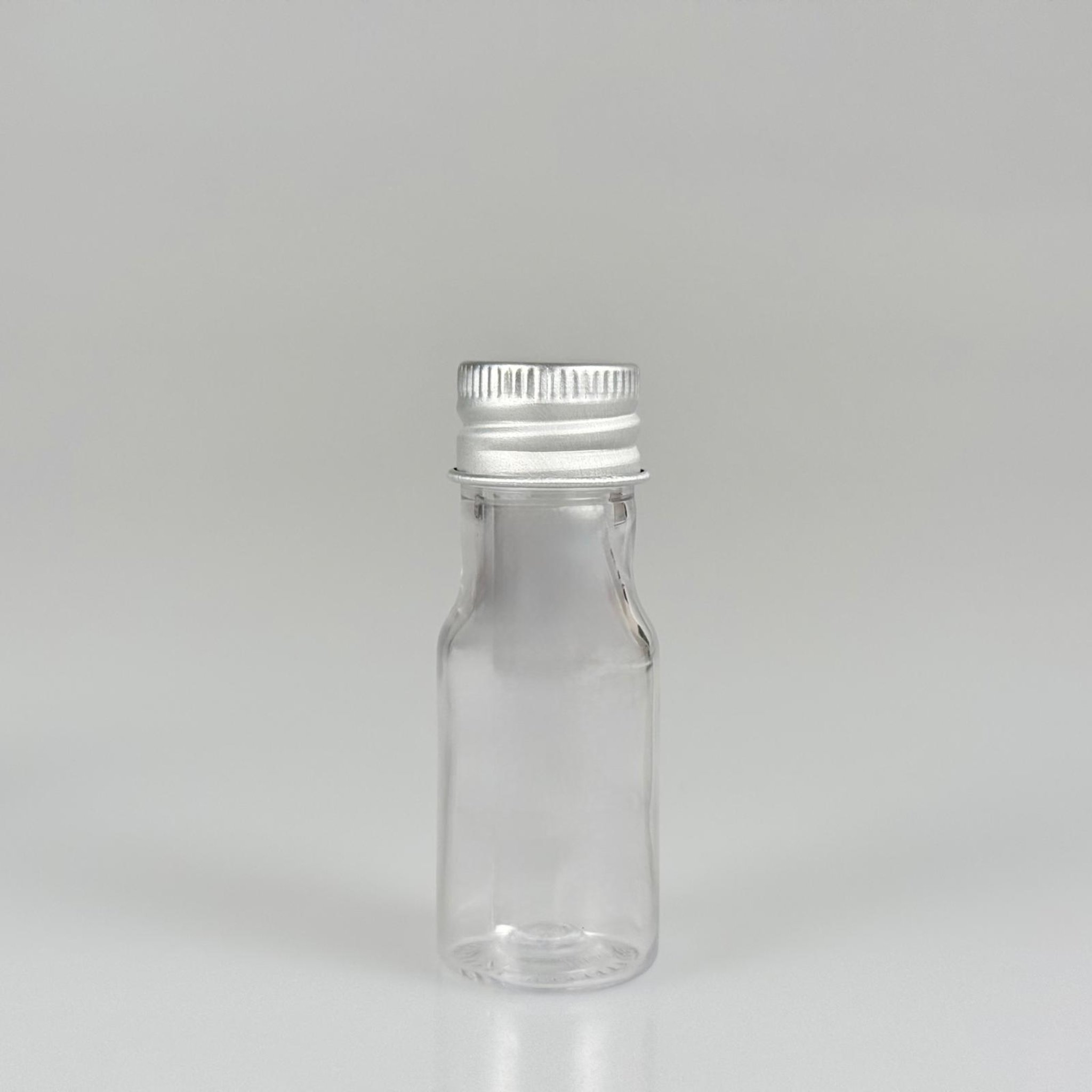 10 CC ŞEFFAF PET ŞİŞE + KÖPÜK CONTALI GÜMÜŞ ALÜMİNYUM METAL KAPAKLI  TAKIM - 10 ML PLASTİK ŞİŞE (SİLME 15 CC)
