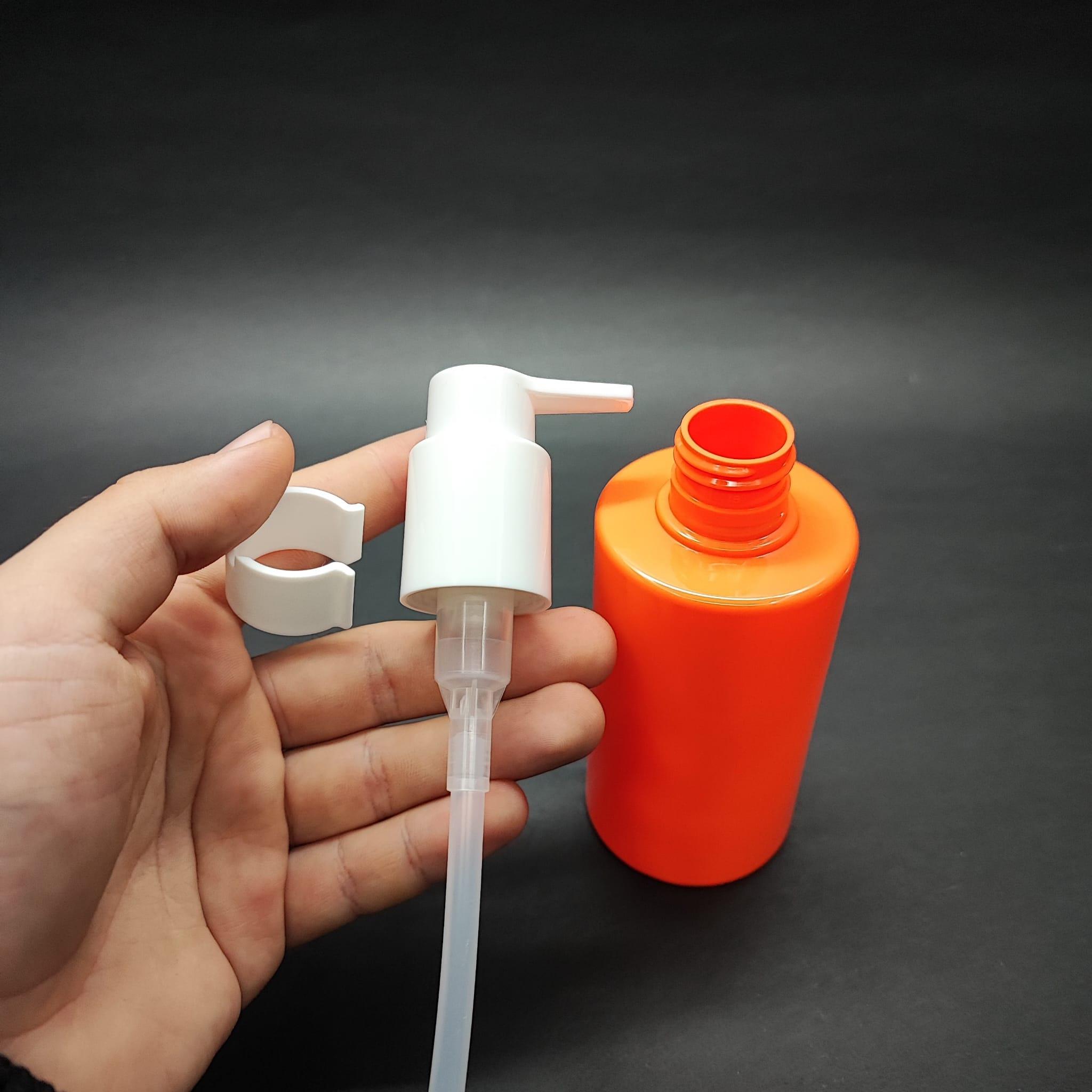200 CC KÜT BOYUNLU SİLİNDİR PET ŞİŞE (24 GR) - BEYAZ XAVIER LOSYON POMPALI - 200 ML PLASTİK ŞİŞE - TURUNCU