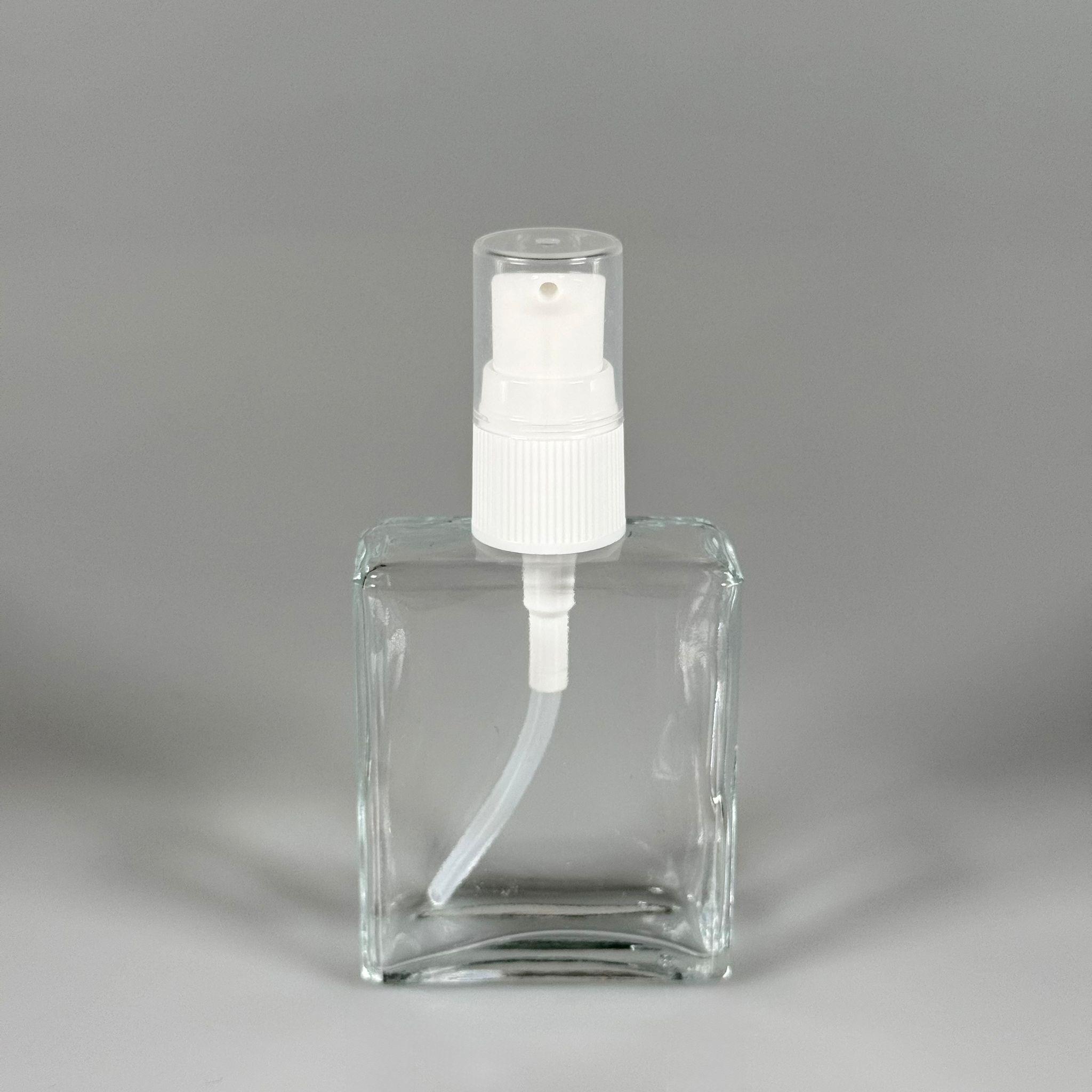 40 CC KÖŞELİ DİKDÖRTGEN KISA MODEL CAM ŞİŞE - BEYAZ LOSYON POMPALI - 40 ML PRESTİJLİ ŞİŞE