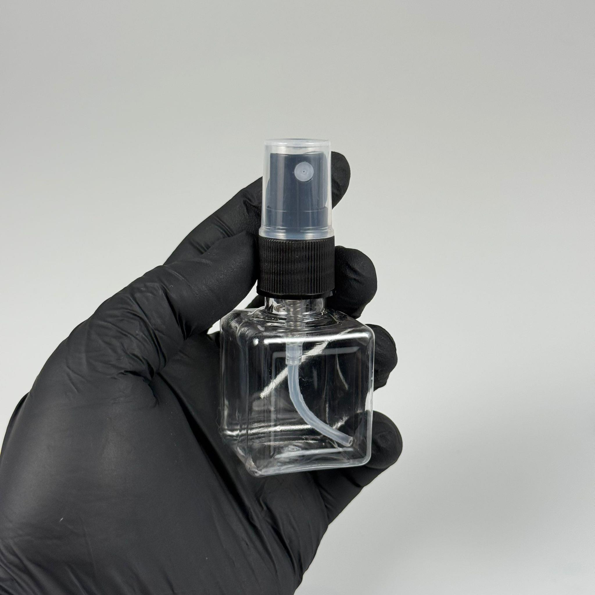 35 CC ŞEFFAF KARE PET ŞİŞE - SİYAH SPREYLİ  - 35 ML PET ŞİŞE