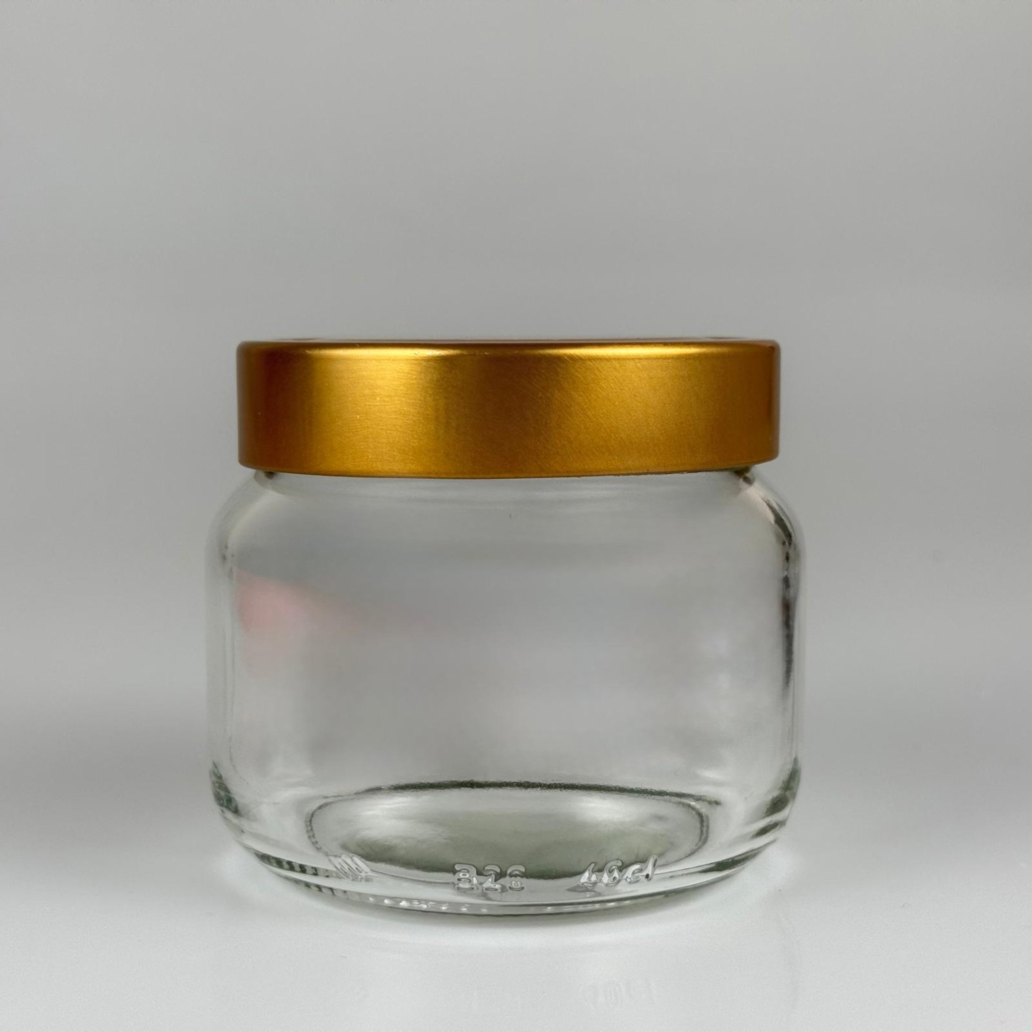 400 CC BASIK CAM KAVANOZ - DERİN GOLD LÜKS METAL KAPAKLI - 400 ML CAM KAVANOZ - KESTANE ŞEKERİ KAVANOZU