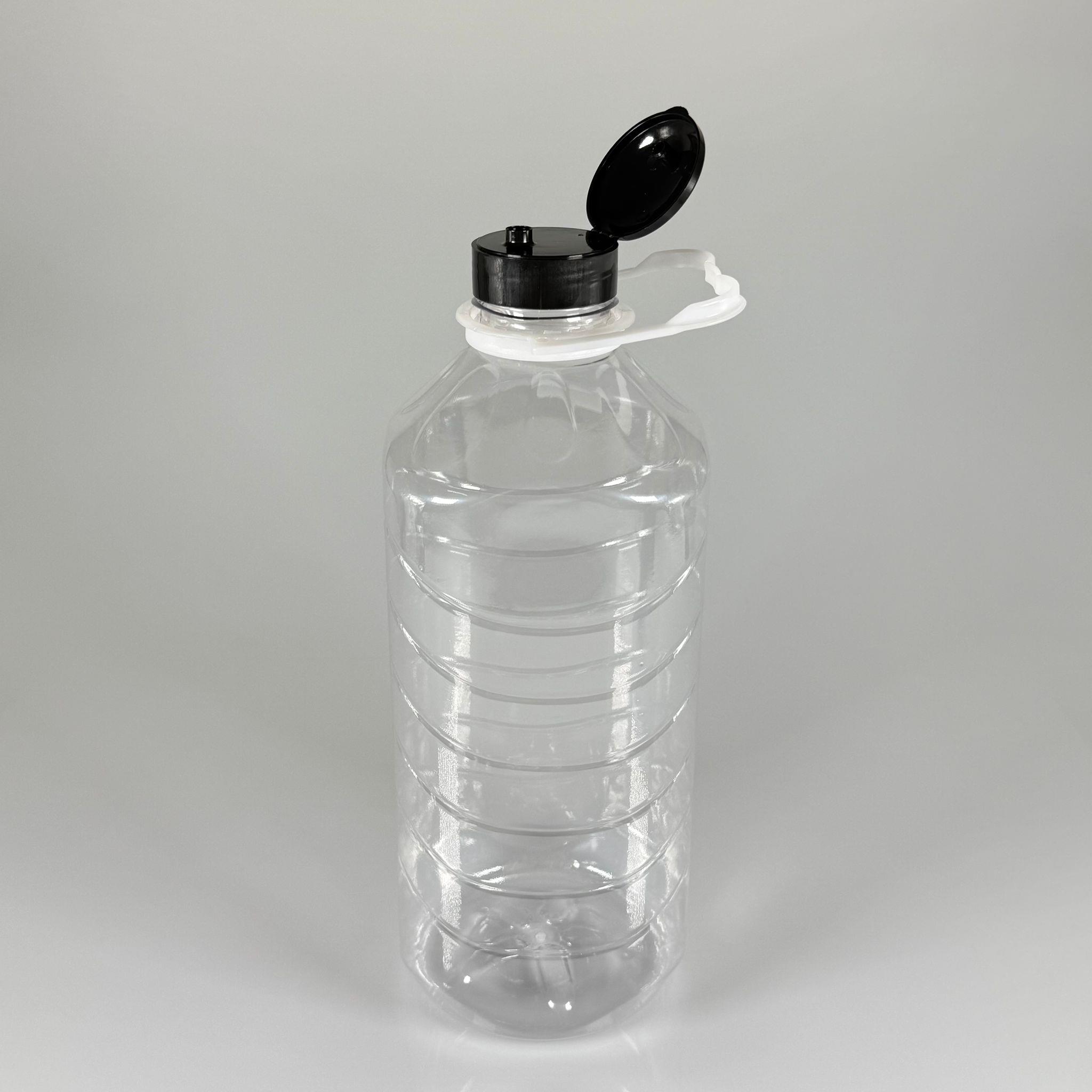 3 LT KÖŞELİ BOŞ DETERJAN PETİ - SİYAH AKITICILI FLİPTOP KAPAKLI BEYAZ KULPLU - 3000 CC PET ŞİŞE