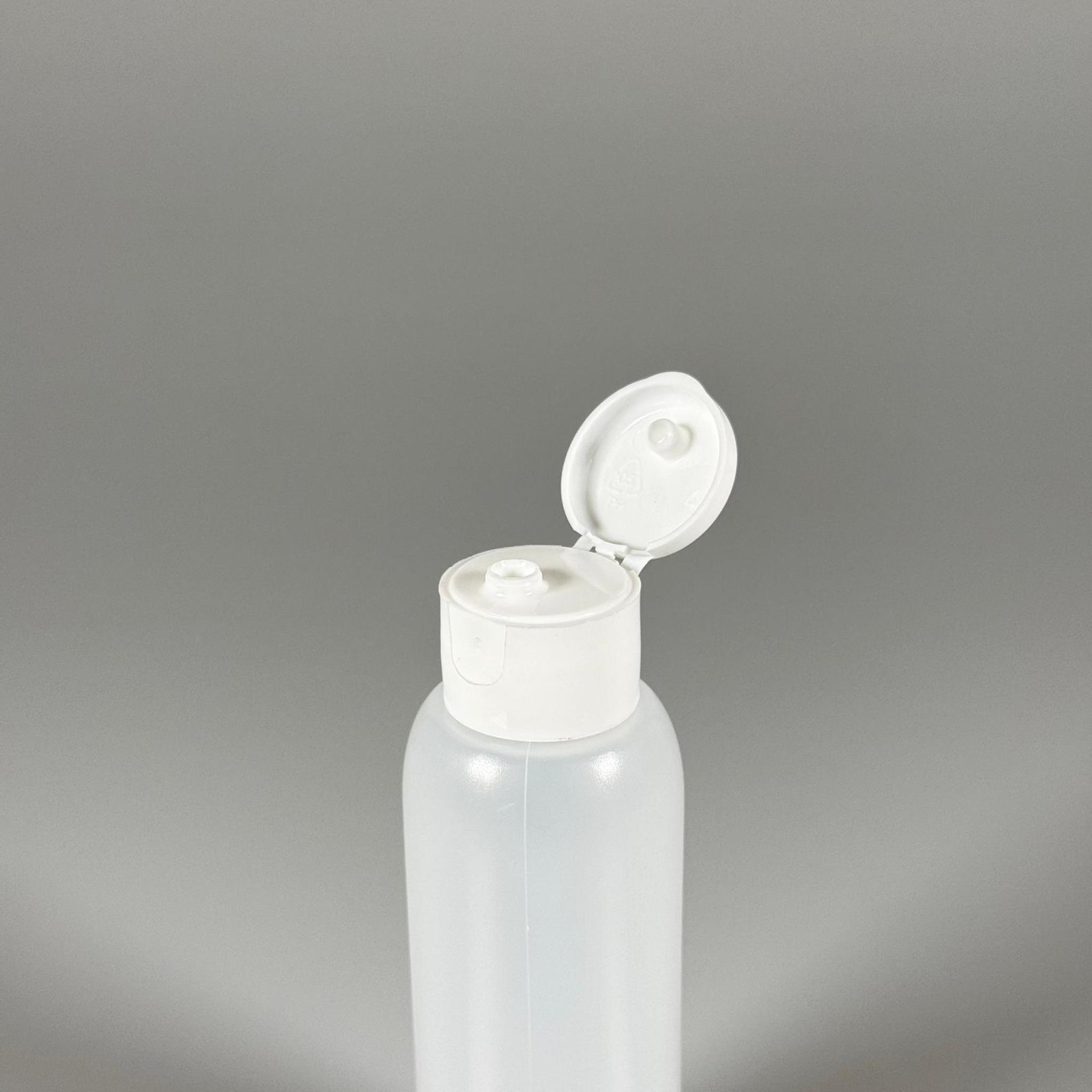 100 ML SIKILABİLİR YUMUŞAK PE PLASTİK ŞİŞE - BEYAZ FLİPTOP ŞAMPUAN KAPAKLI - 100 cc sos, yağ, kartuş, mürekkep vb için boş şişeler