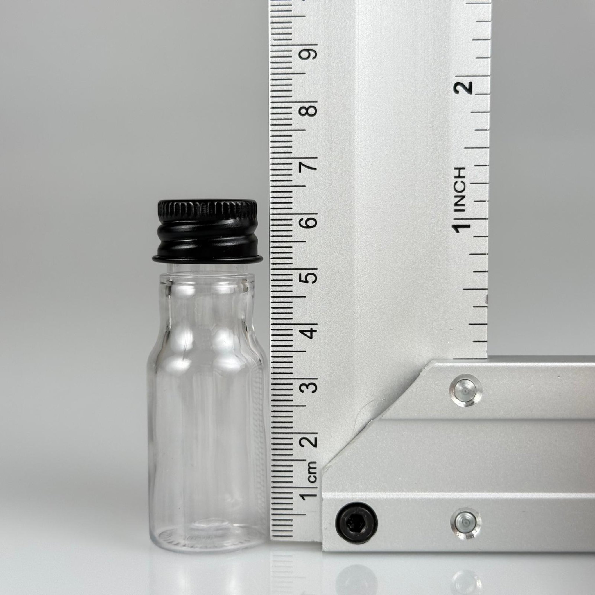 10 CC ŞEFFAF PET ŞİŞE + KÖPÜK CONTALI SİYAH ALÜMİNYUM METAL KAPAKLI + KÖR TIPALI TAKIM - 10 ML PLASTİK ŞİŞE (SİLME 15 CC)