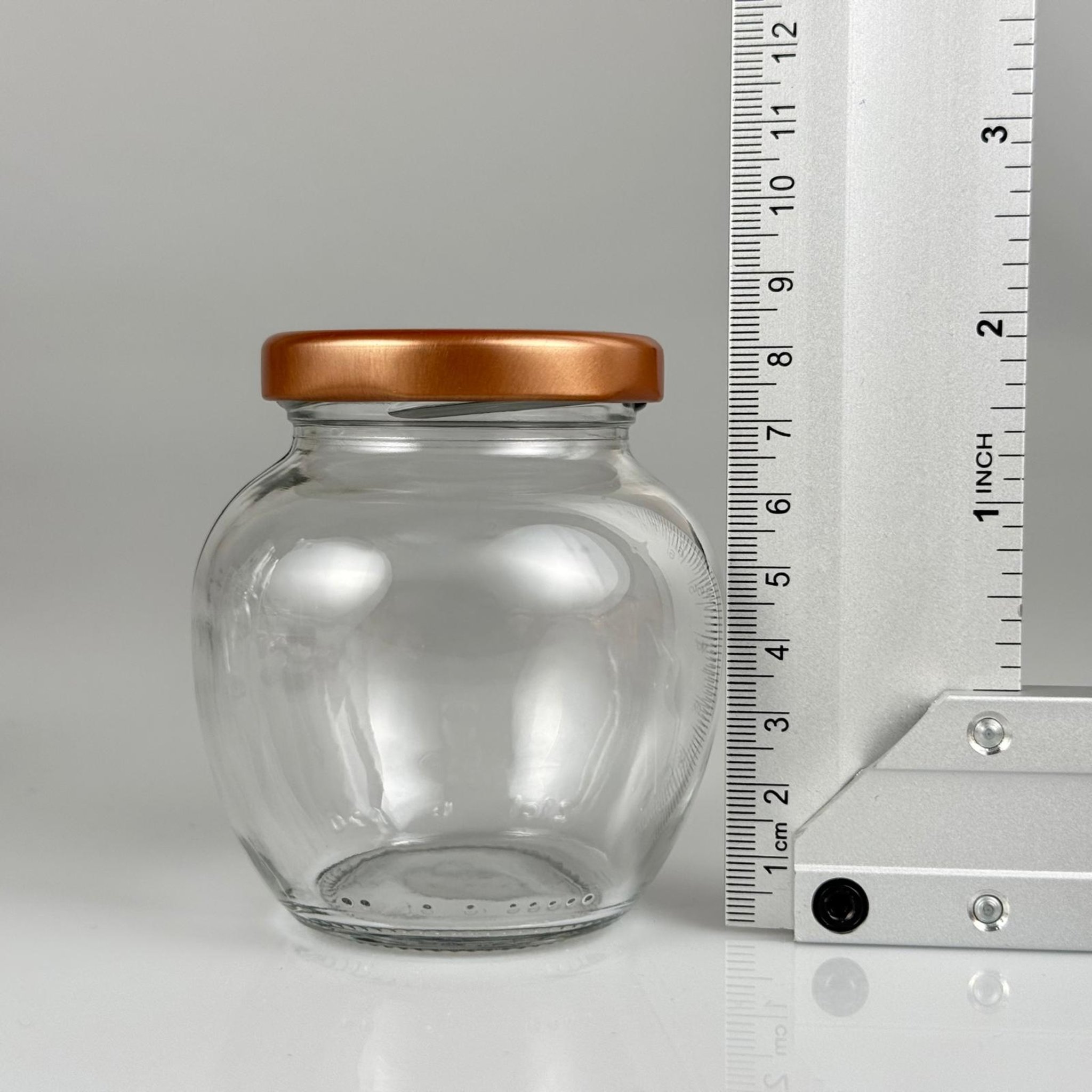 210 CC YUMURTA KAVANOZ - BRONZ METAL KAPAKLI - 210 ML OVAL TİP CAM KAVANOZ