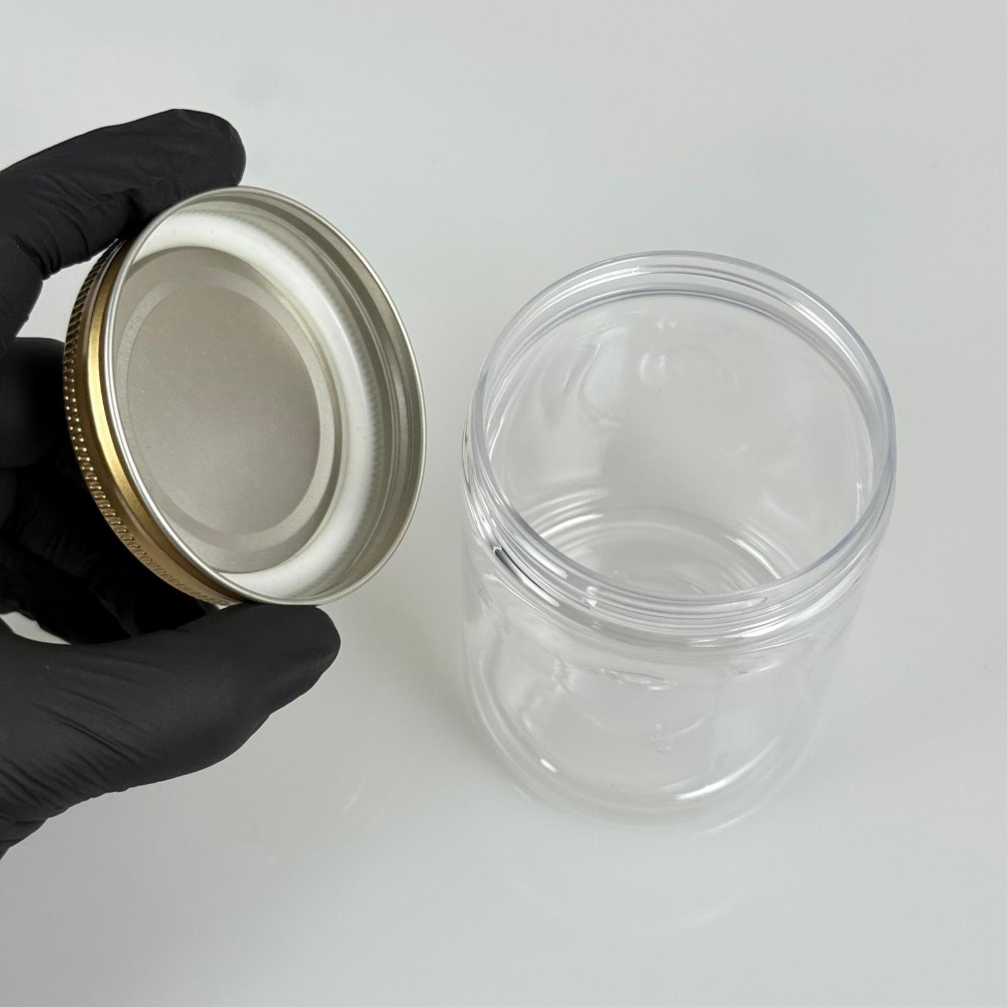 300 CC ŞEFFAF SERT PLASTİK KAVANOZ - GOLD METAL KAPAKLI - 300 ML METAL KAPAKLI PLASTİK KAVANOZ - KOZMETİK KAVANOZ, GIDA KAVANOZU VE KREM KAVANOZU OLARAK KULLANABİLİRSİNİZ