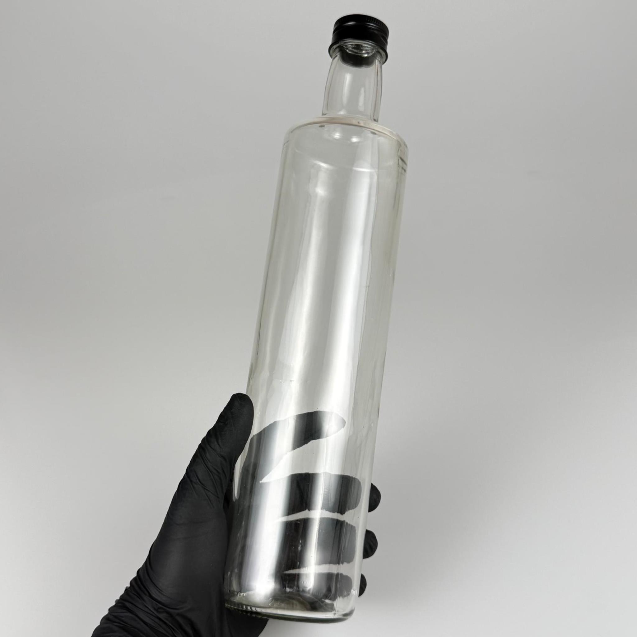 750 CC DORİKA CAM ŞİŞE - SİYAH METAL ALÜMİNYUM KÖPÜK CONTALI KAPAKLI - 750 ML ŞEFFAF DORİKA ŞİŞE