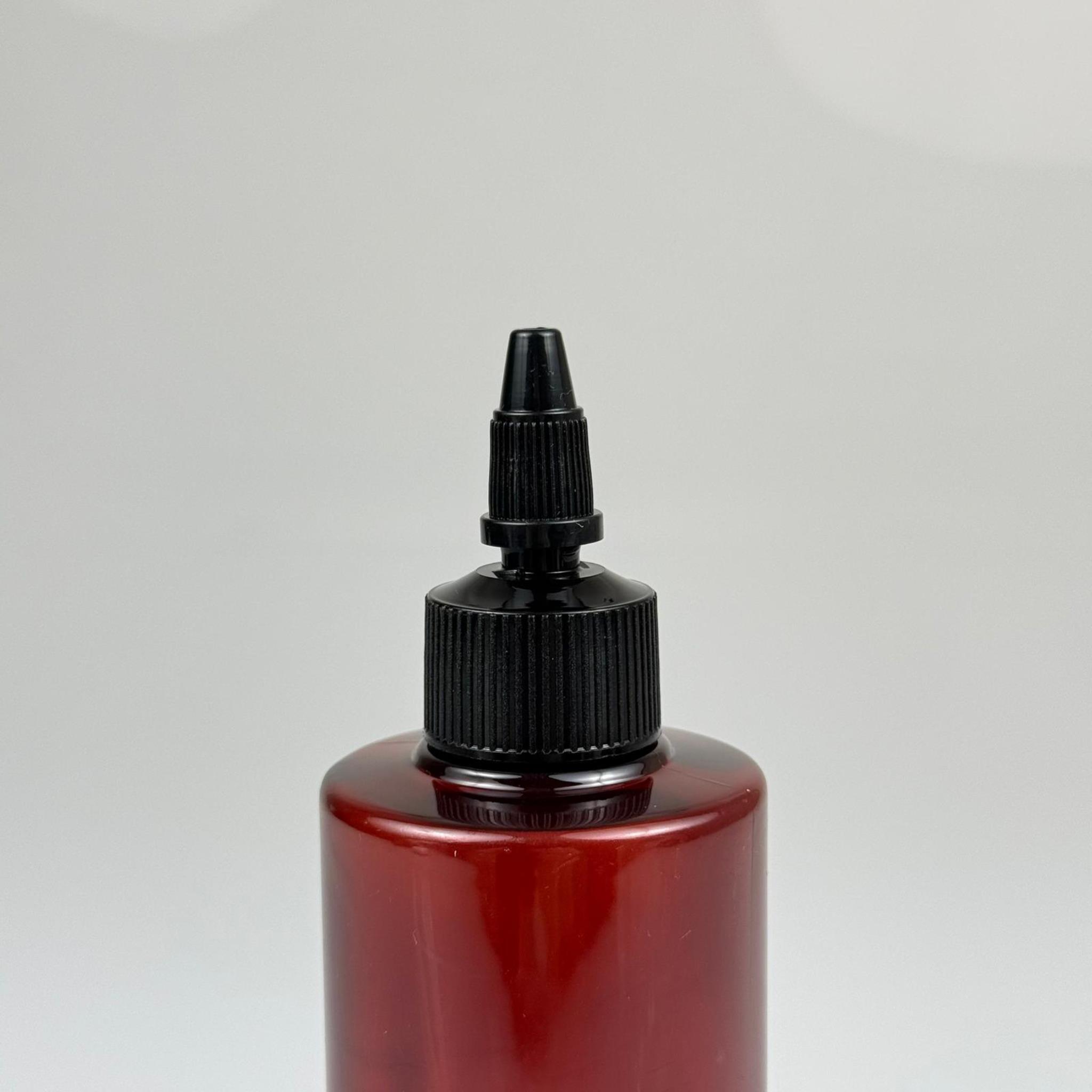 YAĞ, SOS, ACI SOS, SİRKE, SRIRACHA, MÜREKKEP, TUTKAL AKITICI VB BOŞ ŞİŞELERİ - SİYAH SİVRİ TWİST AKITICI KAPAK + 200 ML AMBER KÜT PET PLASTİK ŞİŞE TAKIM