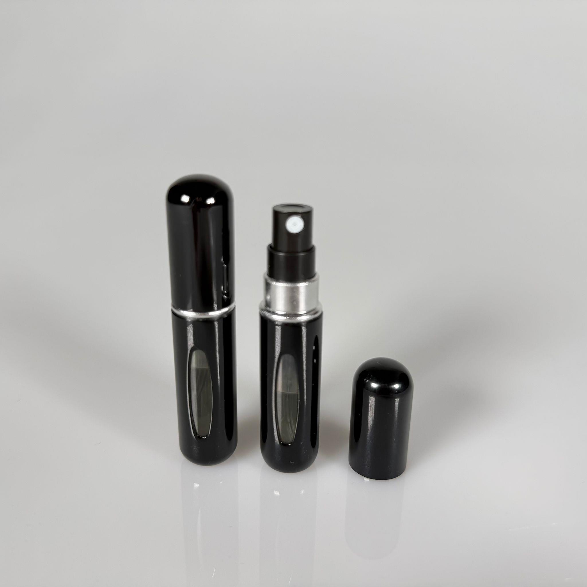 CEP PARFÜM ŞİŞESİ, ALTTAN DOLDURMA, 5 ML ATOMİZER FISFISLI MİNİ SEYAHAT PARFÜM ŞİŞESİ, 5 CC ALTTAN DOLDURULABİLİR MİNİ CEP PARFÜM ŞİŞESİ SİYAH