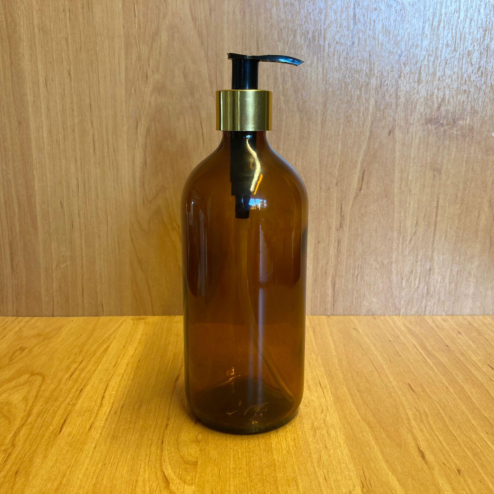 500 CC AMBER TOMBUL CAM ŞİŞE - GOLD POMPALI - 500 ML KAHVERENGİ POMPALI ŞİŞE