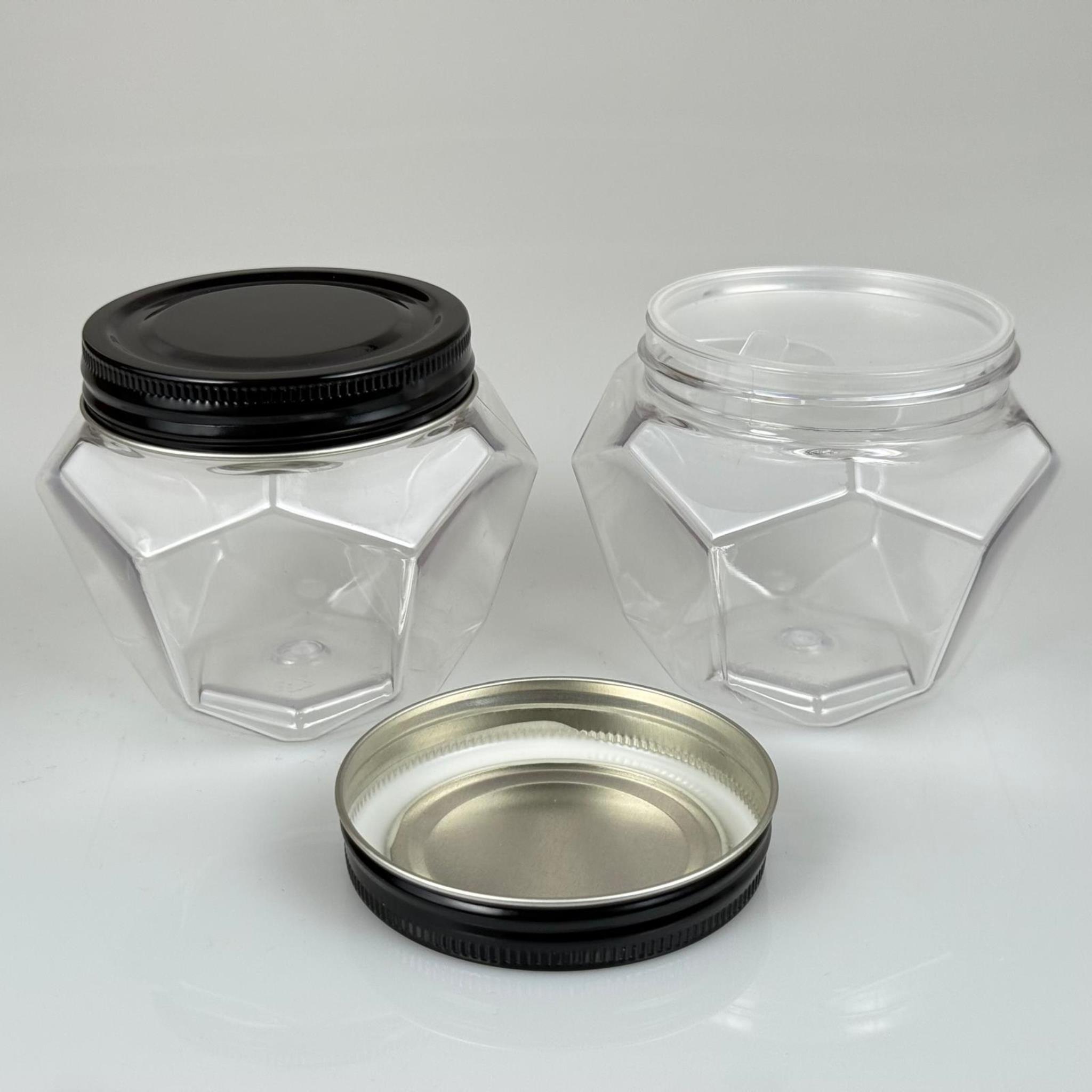 250 ML SERT PET ALTIGEN KAVANOZ + SİYAH METAL KAPAK + İÇ TIPA - 250 CC KALIN ŞEFFAF PLASTİK KAVANOZ SİYAH METAL KAPAKLI İÇ TIPALI TAKIM - KREM KAVANOZLARI