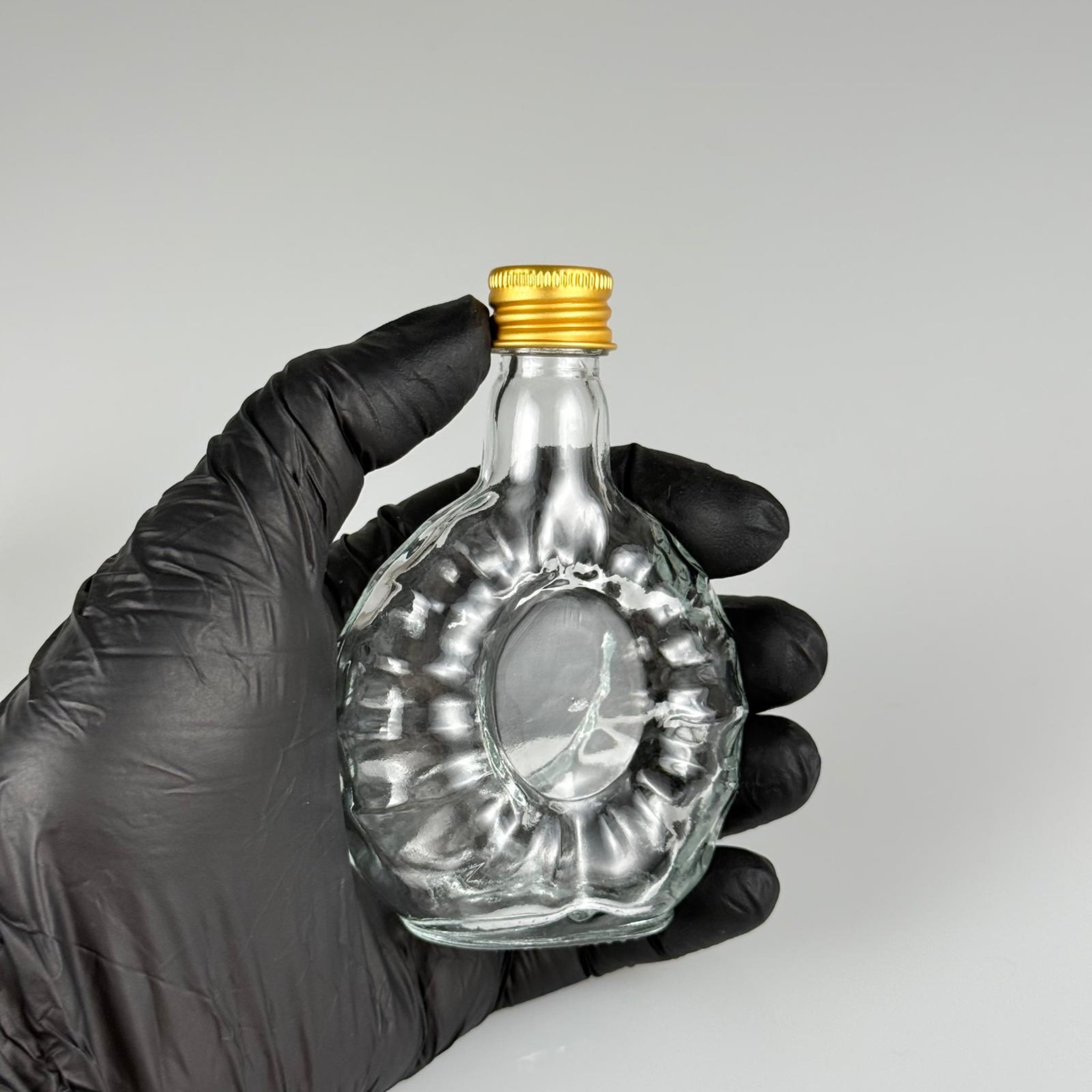 50 CC BOĞAZLI YASSI CAM ŞİŞE + GOLD ALÜMİNYUM METAL KAPAKLI TAKIM - 50 ML PRESTİJLİ ŞİŞE