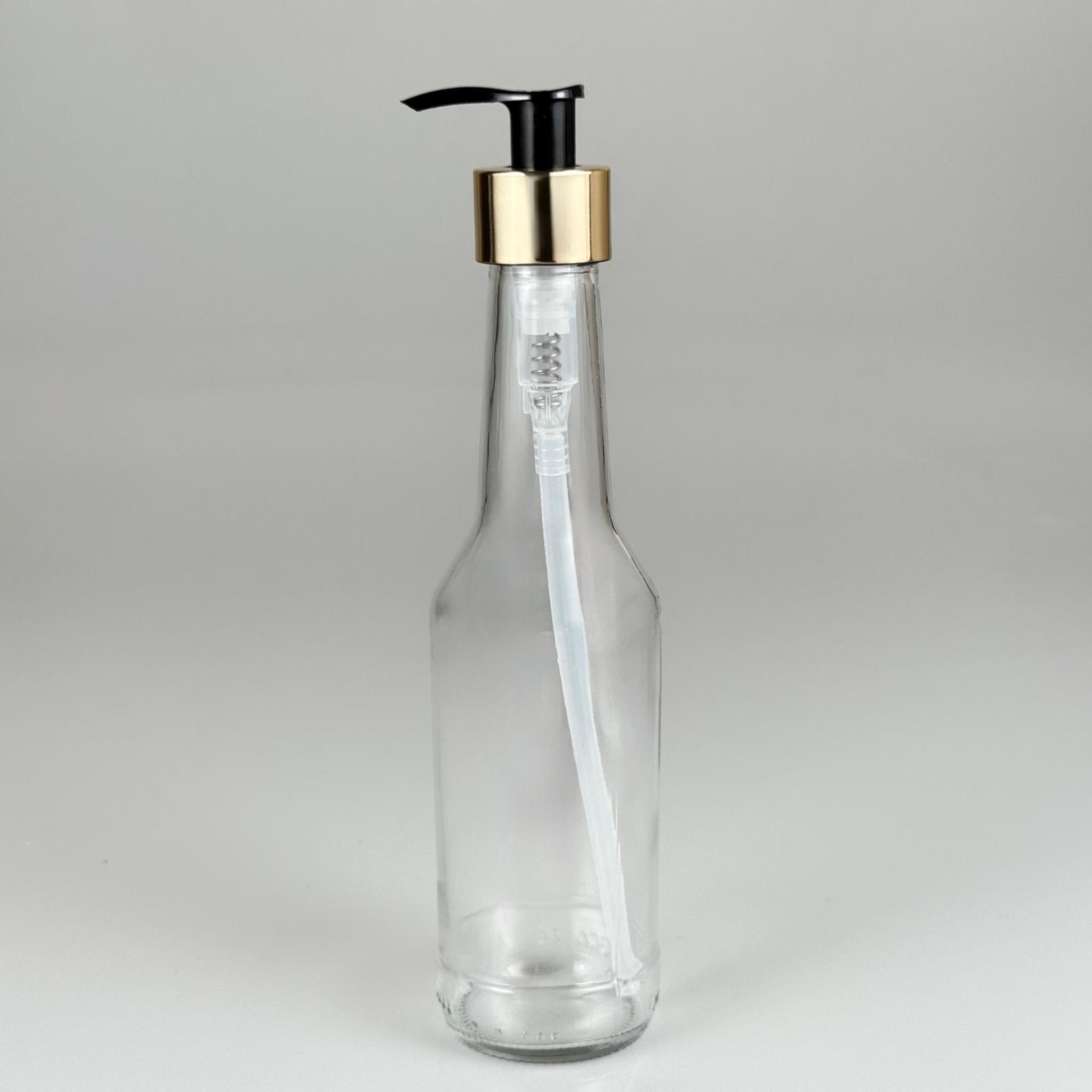 250 CC BOĞAZLI CAM ŞİŞE - GOLD POMPALI - 250 ML POMPALI ŞİŞE