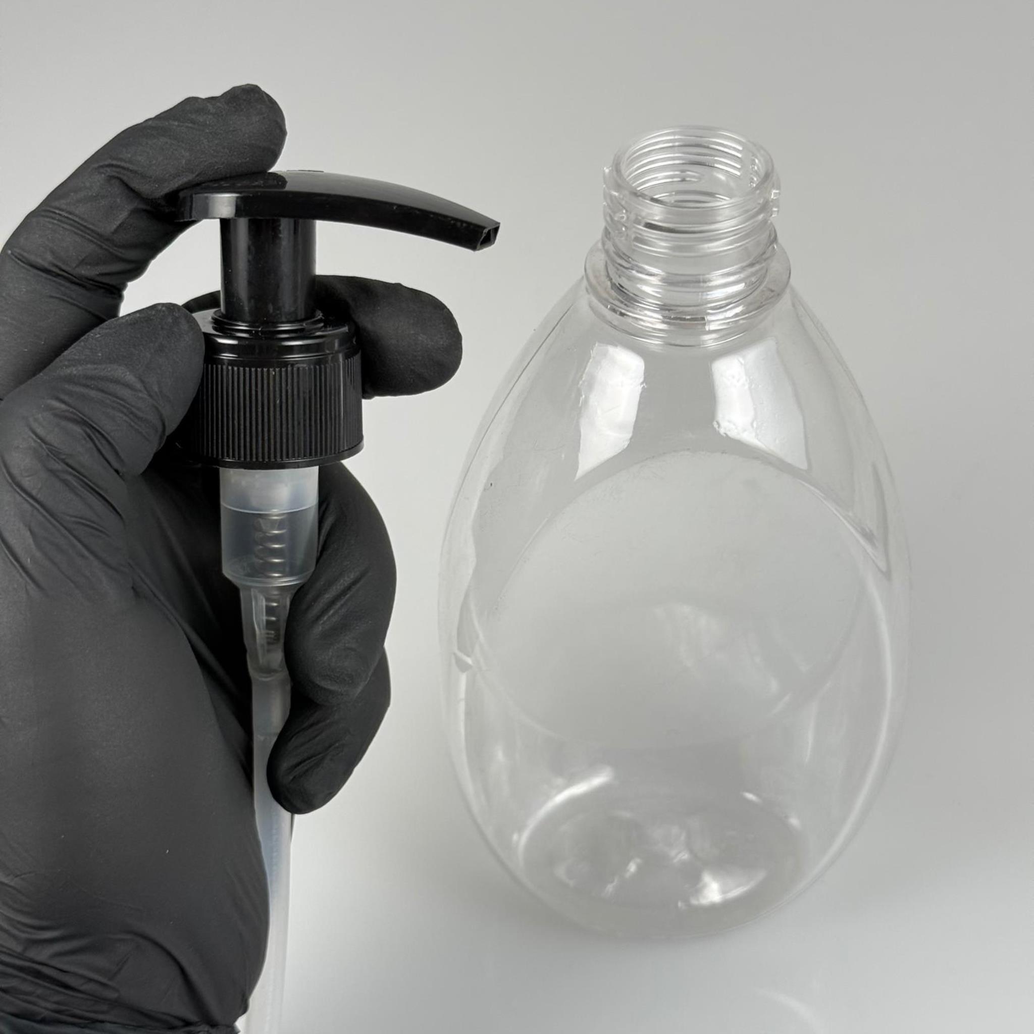 400 CC YASSI PET ŞİŞE - SİYAH SIVI SABUN POMPALI - 400 ML PLASTİK ŞİŞE