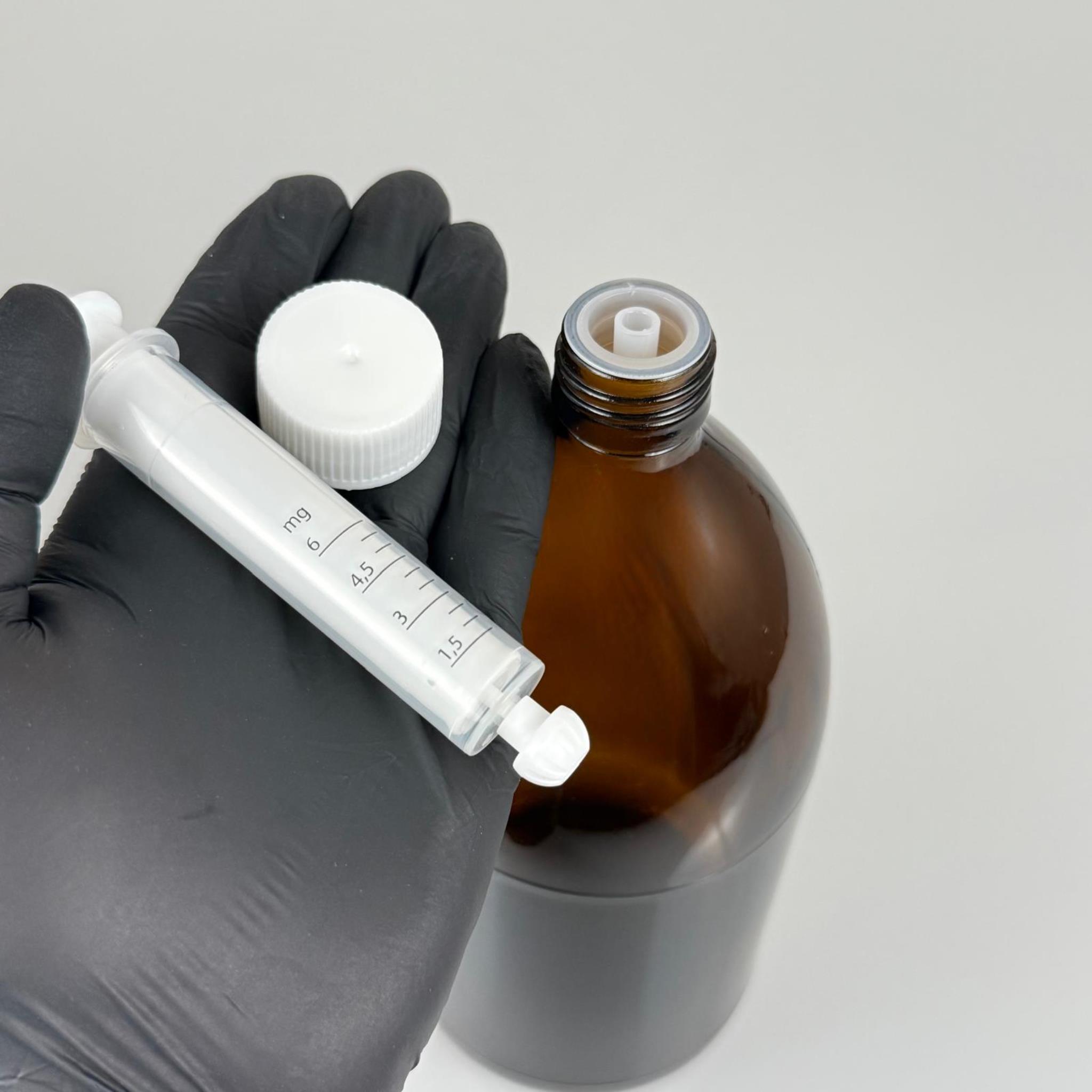 1000 ML CAM ECZA ŞİŞESİ + 6 ML DOZAJ PİPETİ + DOZAJ TIPASI + CONTALI PLASTİK KAPAK TAKIM