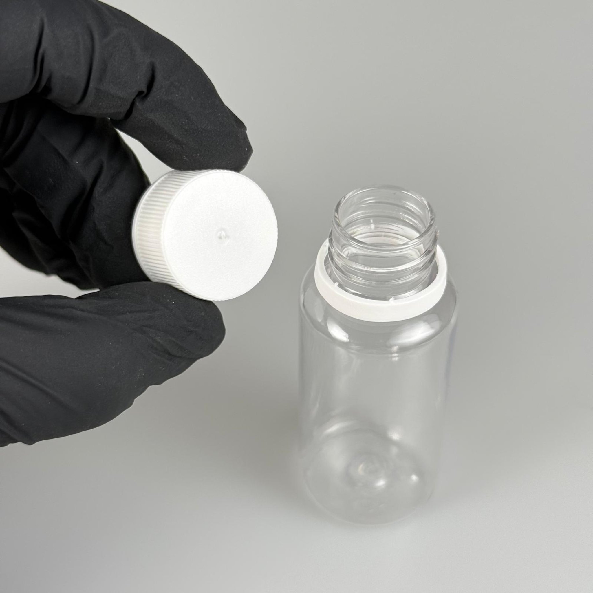 30 CC PET SHOT ŞİŞESİ (8 GR)  - KİLİTLİ BEYAZ KAPAKLI KOLAJEN ŞİŞESİ - 30 ML PLASTİK ŞİŞE - ŞEFFAF