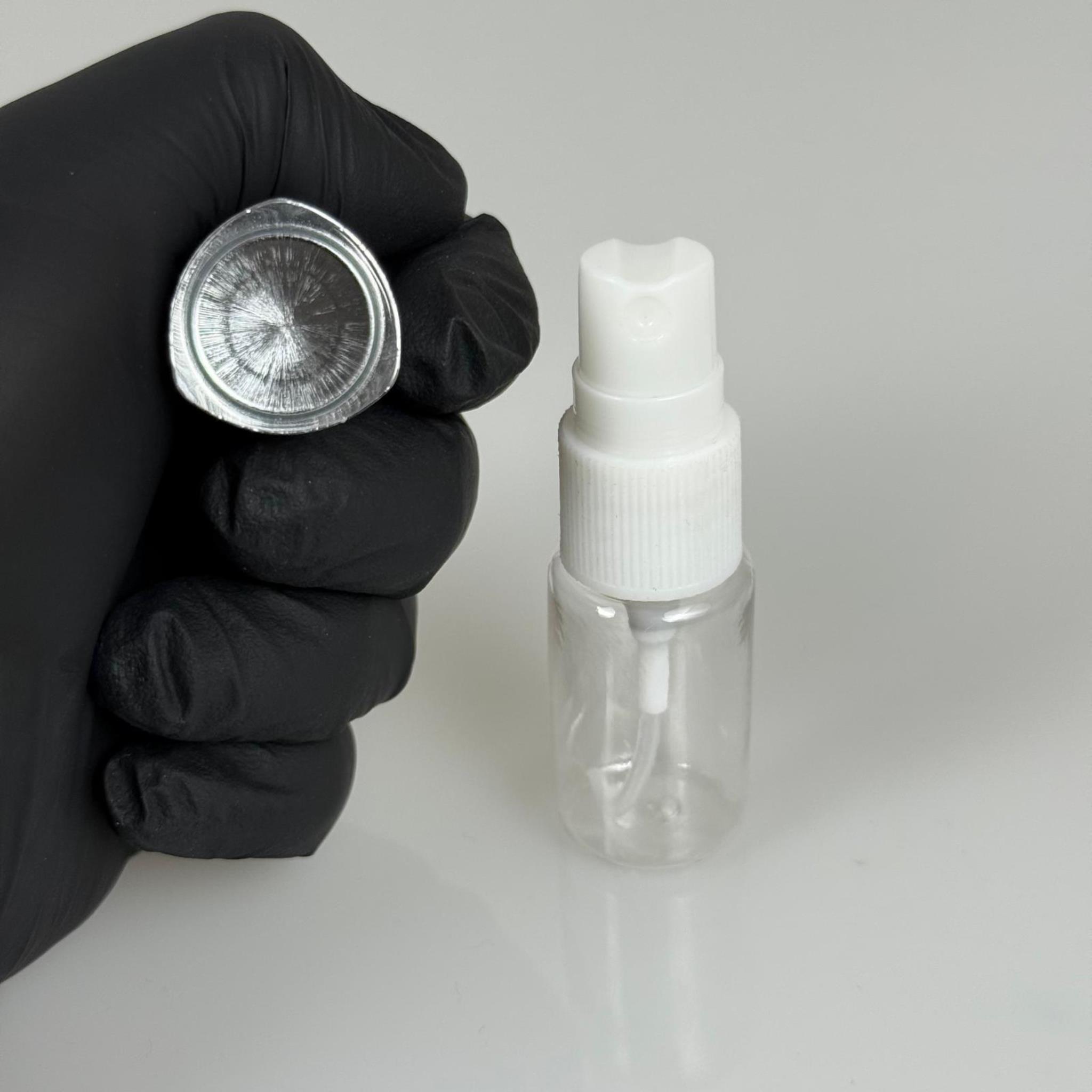 10 ML PET KOLONYA, PARFÜM VB ŞİŞELERİ - METAL ALÜMİNYUM GÜMÜŞ KAPAK + VİDALI SPREY + 10 CC SHOT ŞİŞE SET TAKIM